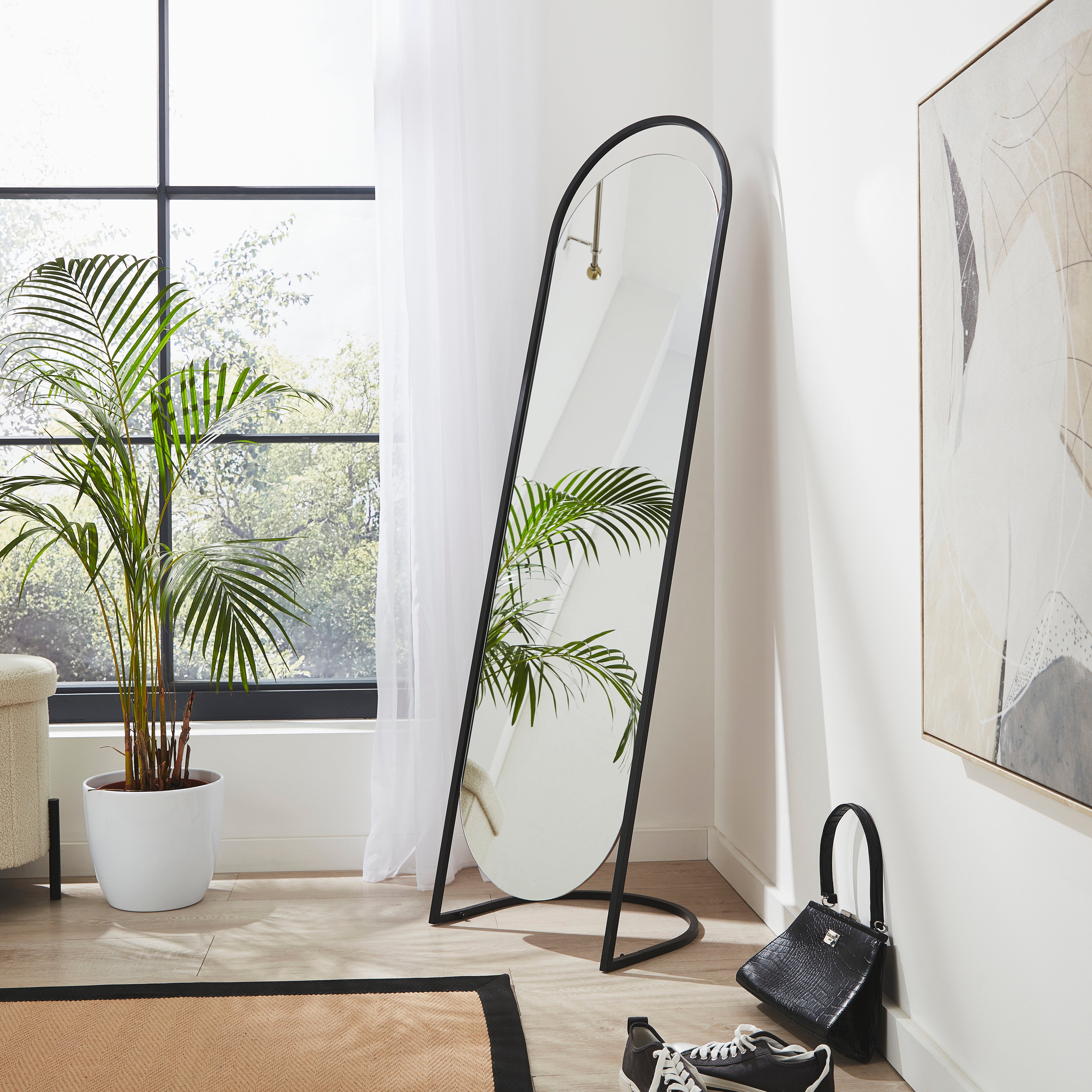 Modern Arch Free Standing Mirror, Black Black Price Comparisons | Compare The Build