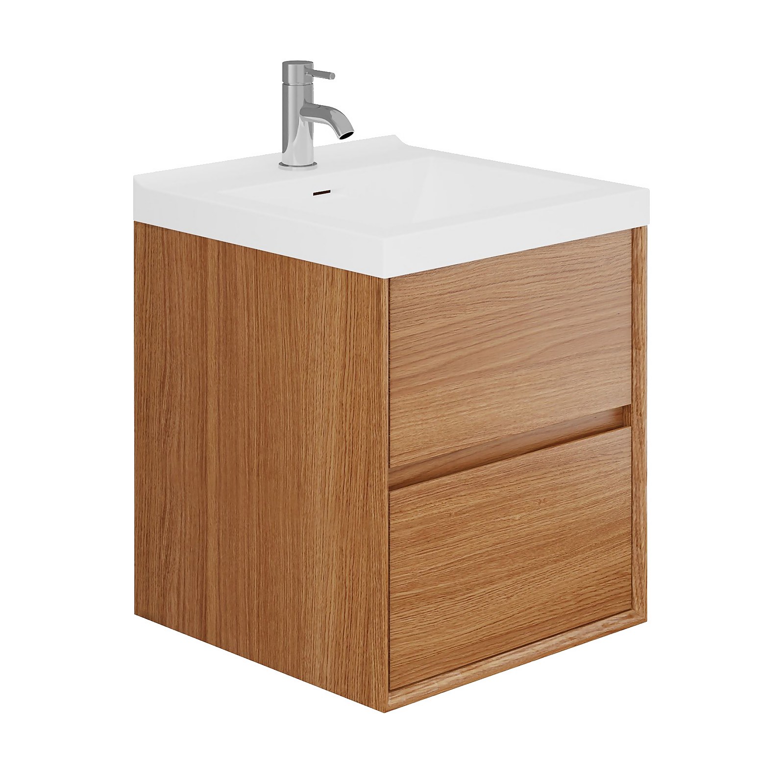 Madison 500mm Wall Hung 2 Drawer Vanity Unit and Basin - Wood Effect Price Comparisons | Compare The Build