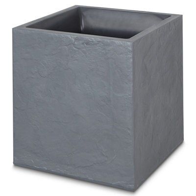 Verve Dallas Dark Grey Slate Effect Plastic Square Plant Pot (Dia)40Cm Price Comparisons | Compare The Build