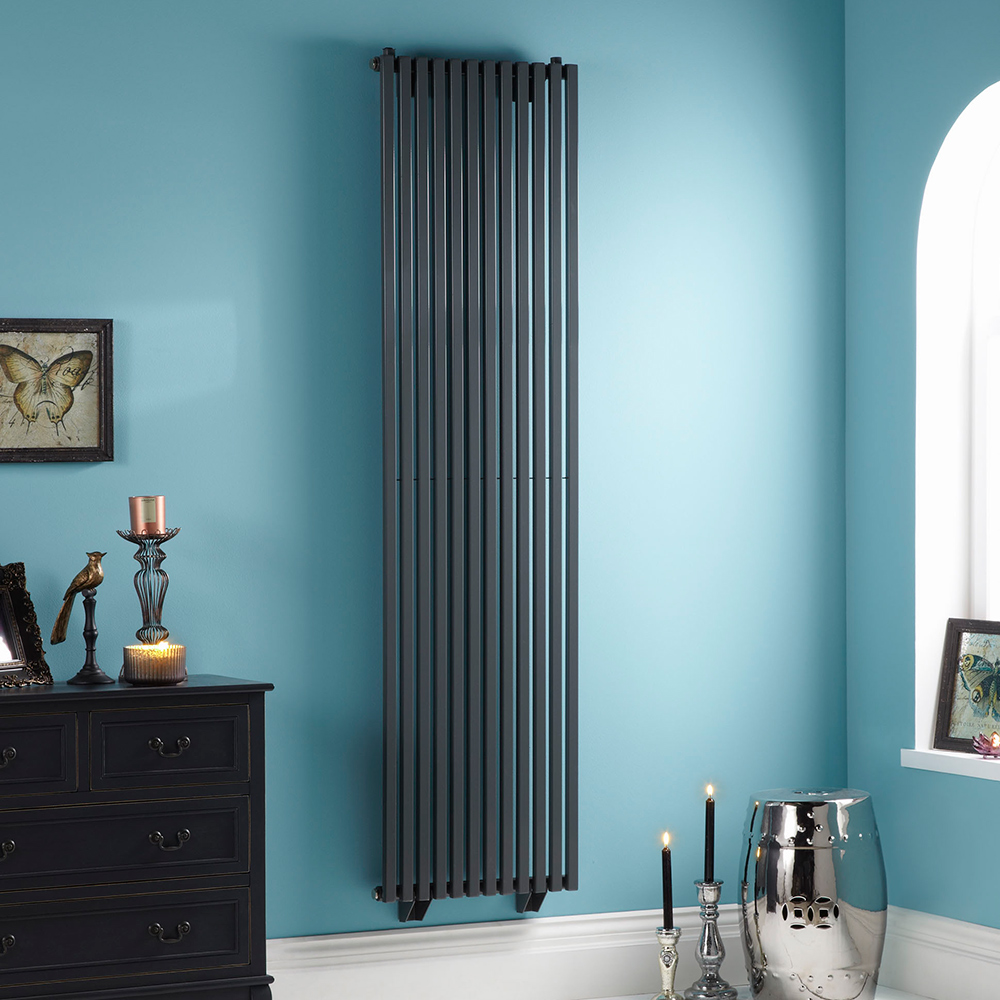 Towelrads Oxfordshire Vertical Radiator, Gun Metal, 1800mm x 465mm | Compare The Build