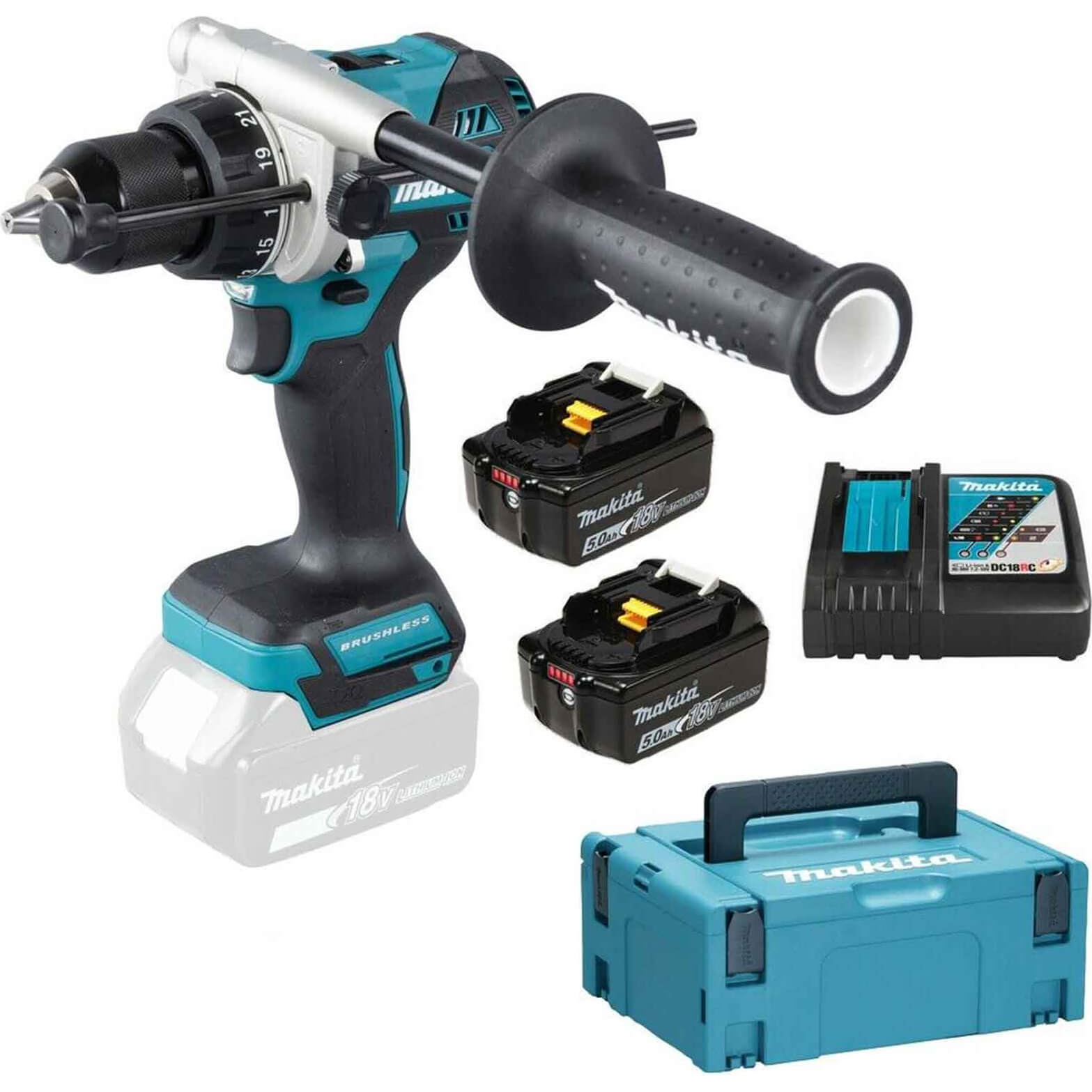 Makita DHP486 18v LXT Cordless Brushless Combi Drill 2 x 5ah Li-ion Charger Case | Compare The Build