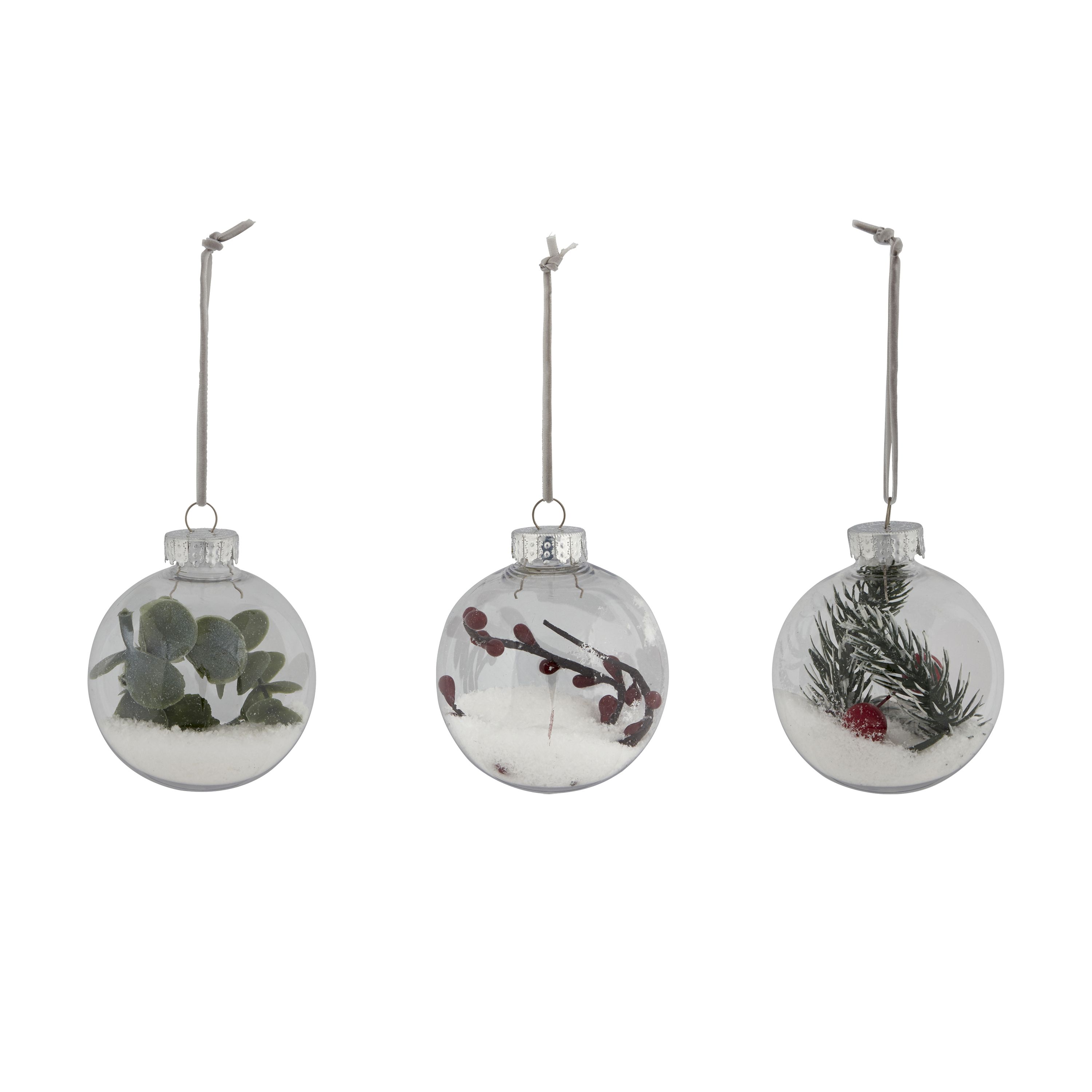 Transparent Fabric & Plastic Bauble & Foliage Bauble, Set Of 3 Price Comparisons | Compare The Build