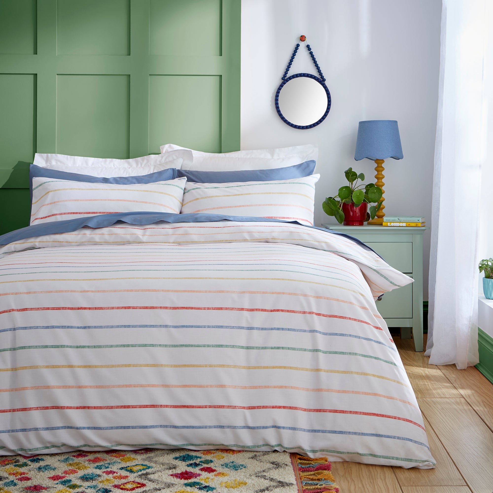 Candy Stripe Duvet Cover & Pillowcase Set MultiColoured Price Comparisons | Compare The Build