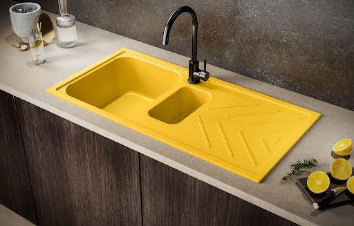 Reginox Calvi 15 Yellow Granite 1.5 Bowl Kitchen Sink with Drainer Price Comparisons | Compare The Build