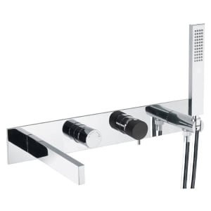 Abode Cyclo Wall Mounted Bath Shower Mixer - Black & Chrome Price Comparisons | Compare The Build