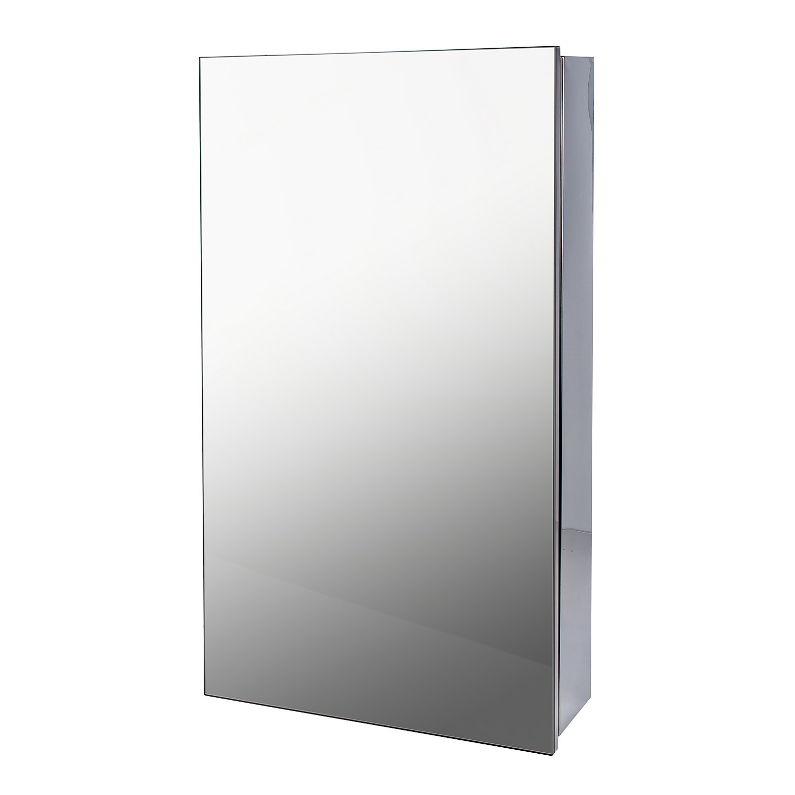 Mirrored Bathroom Cabinet, Single Door - Stainless Steel | Compare The Build