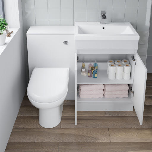 Artis Toilet & Basin Vanity Unit Combination with Doors - 1100mm White Gloss Price Comparisons | Compare The Build