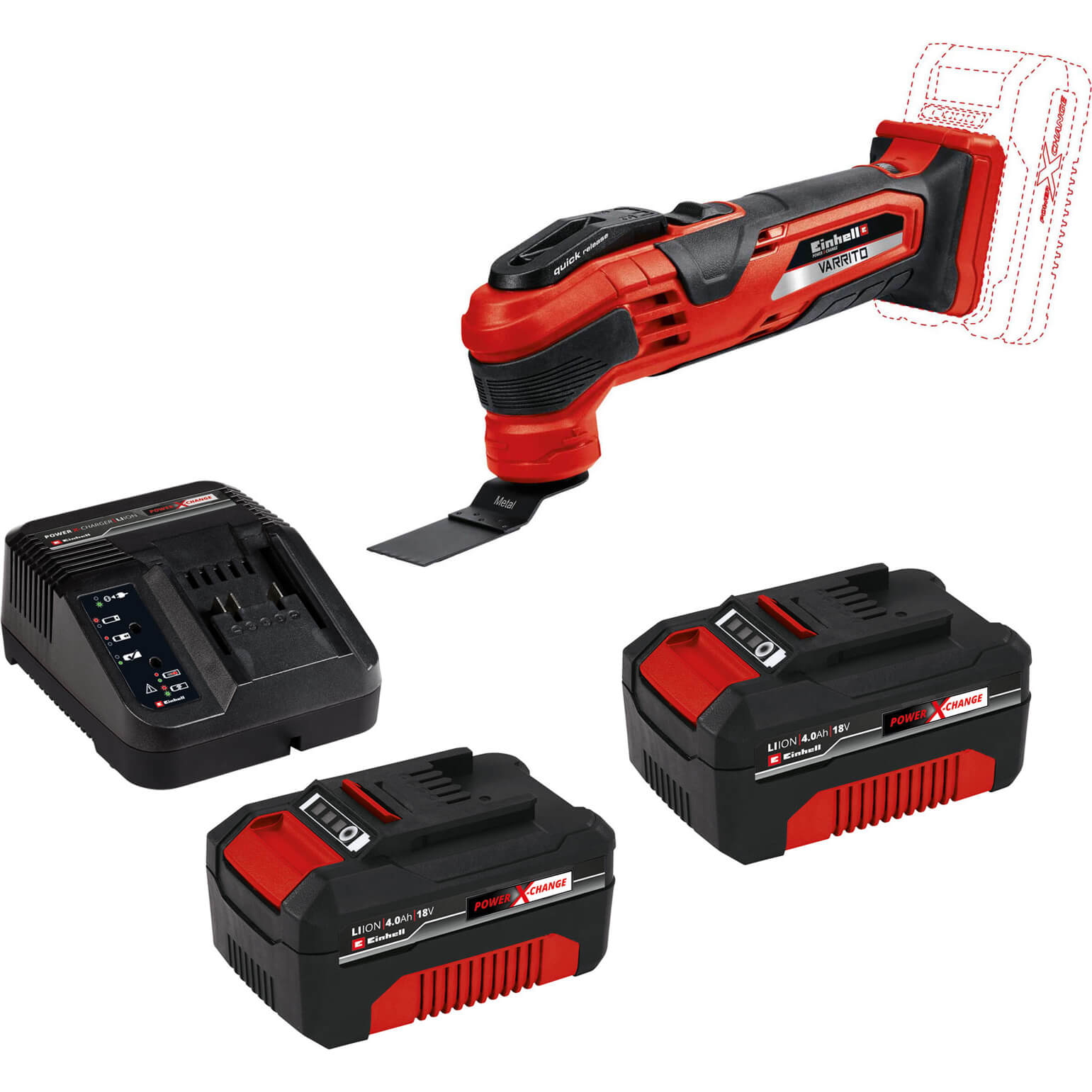 Einhell VARRITO 18v Cordless Oscillating Multi Tool 2 x 4ah Li-ion Charger No Case | Compare The Build