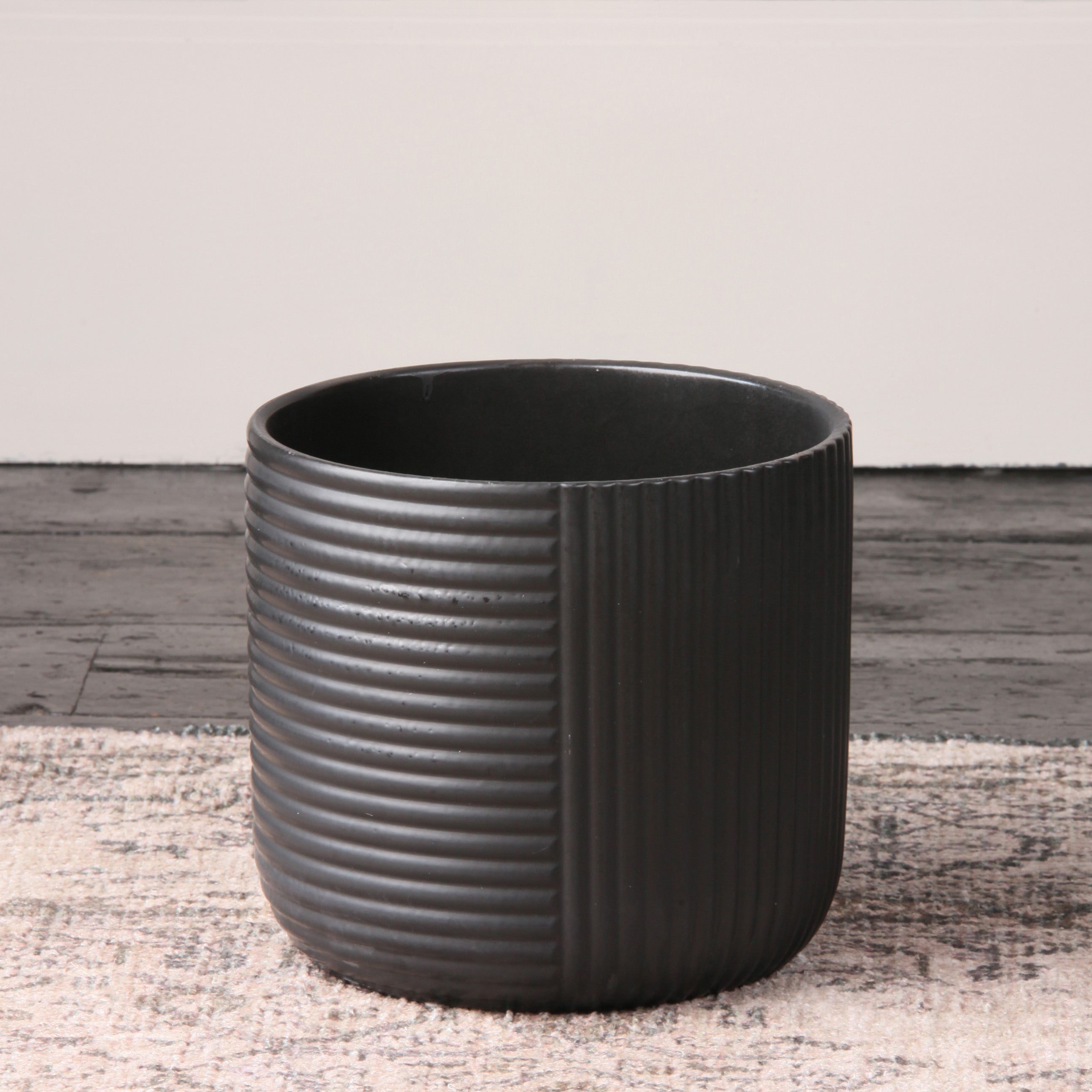 Black Geo Lines Planter 21cm x 23cm Black Price Comparisons | Compare The Build
