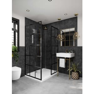 Multipanel Hydrolock Black Mineral Tile Effect Shower Panel - 2400 x 598 x 11mm Price Comparisons | Compare The Build