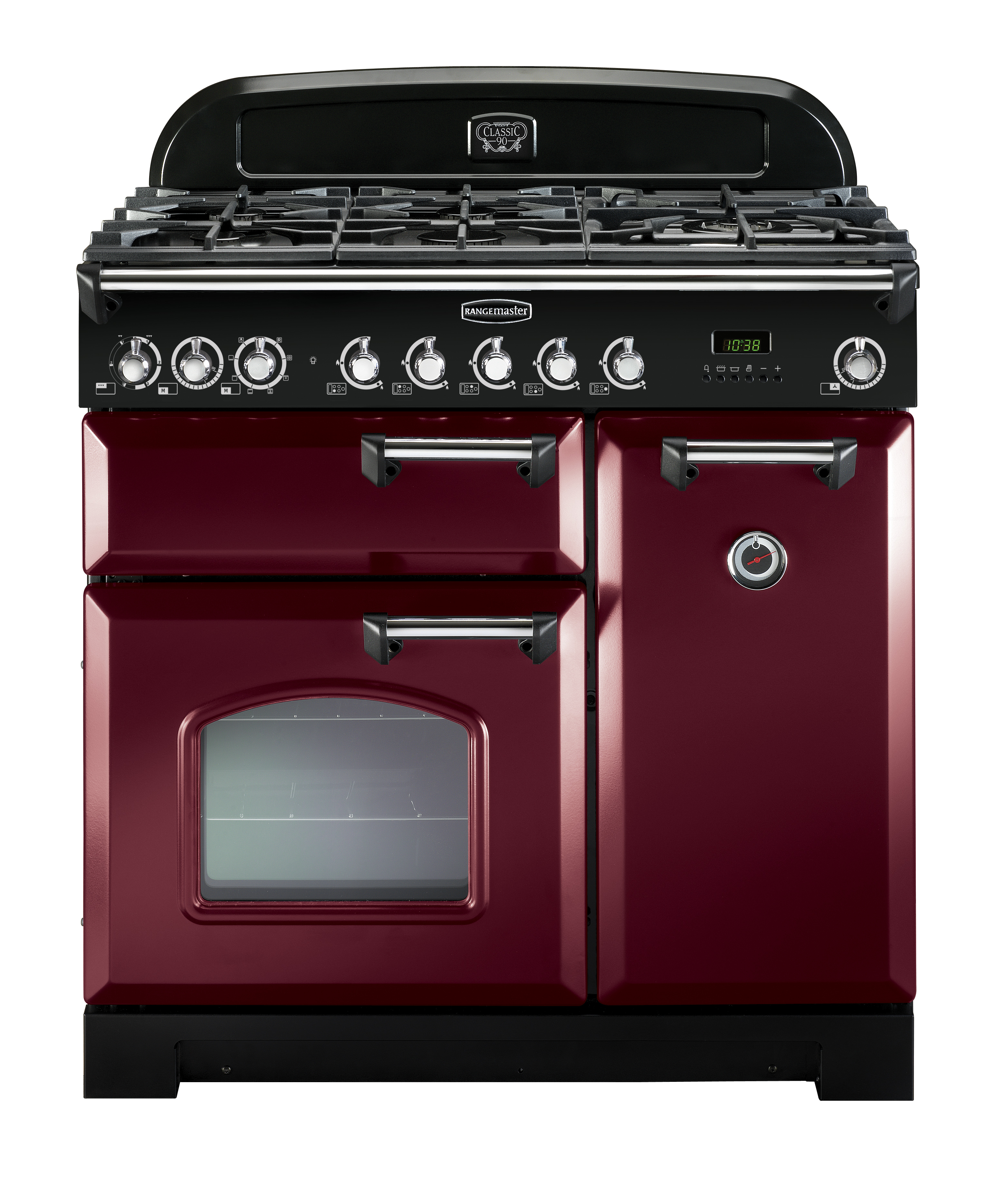 Rangemaster Classic Deluxe Dual Fuel Range Cooker 90cm Cranberry with Chrome Trim Price Comparisons | Compare The Build