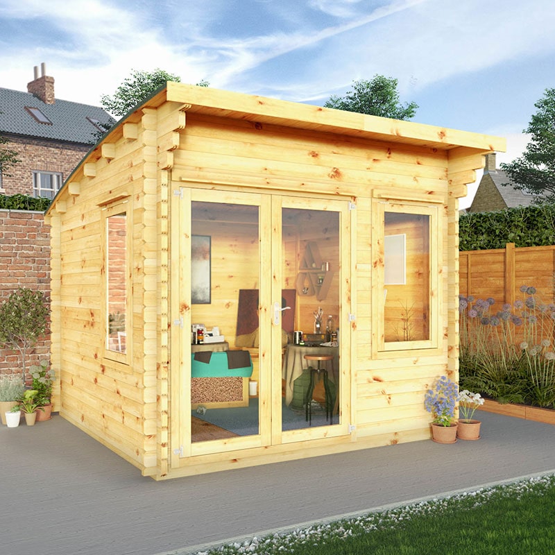 Mercia Helios 3m x 3m Curved Roof Log Cabin (44mm) - Double Glazed | Compare The Build