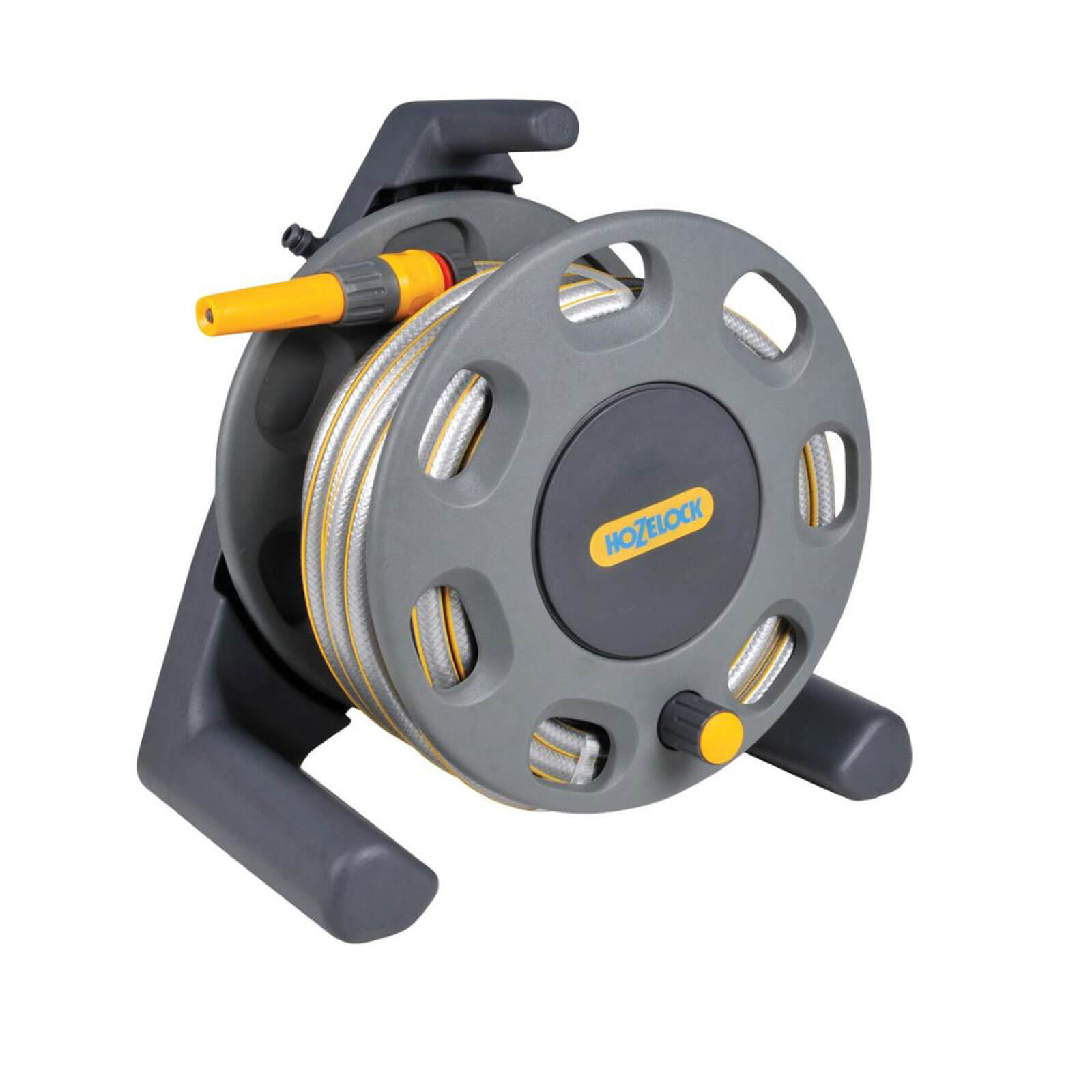 Hozelock Compact Floor Standing Hose Reel 1/2" / 12.5mm 25m Grey & Yellow Price Comparisons | Compare The Build