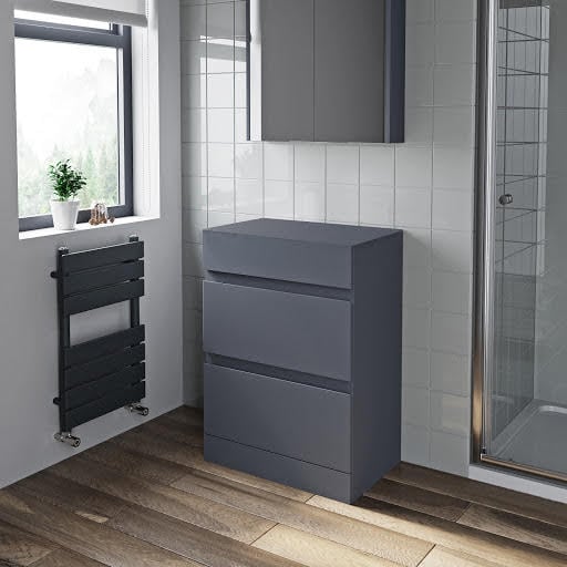 Artis Grey Gloss Free Standing Drawer Vanity Unit & Top Board - 600mm Width Price Comparisons | Compare The Build