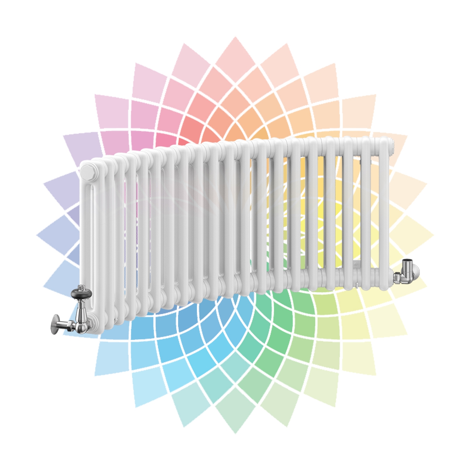 Nordic 2 Column Curved Horizontal Radiator, Custom Colour, 400mm x 1284mm | Compare The Build