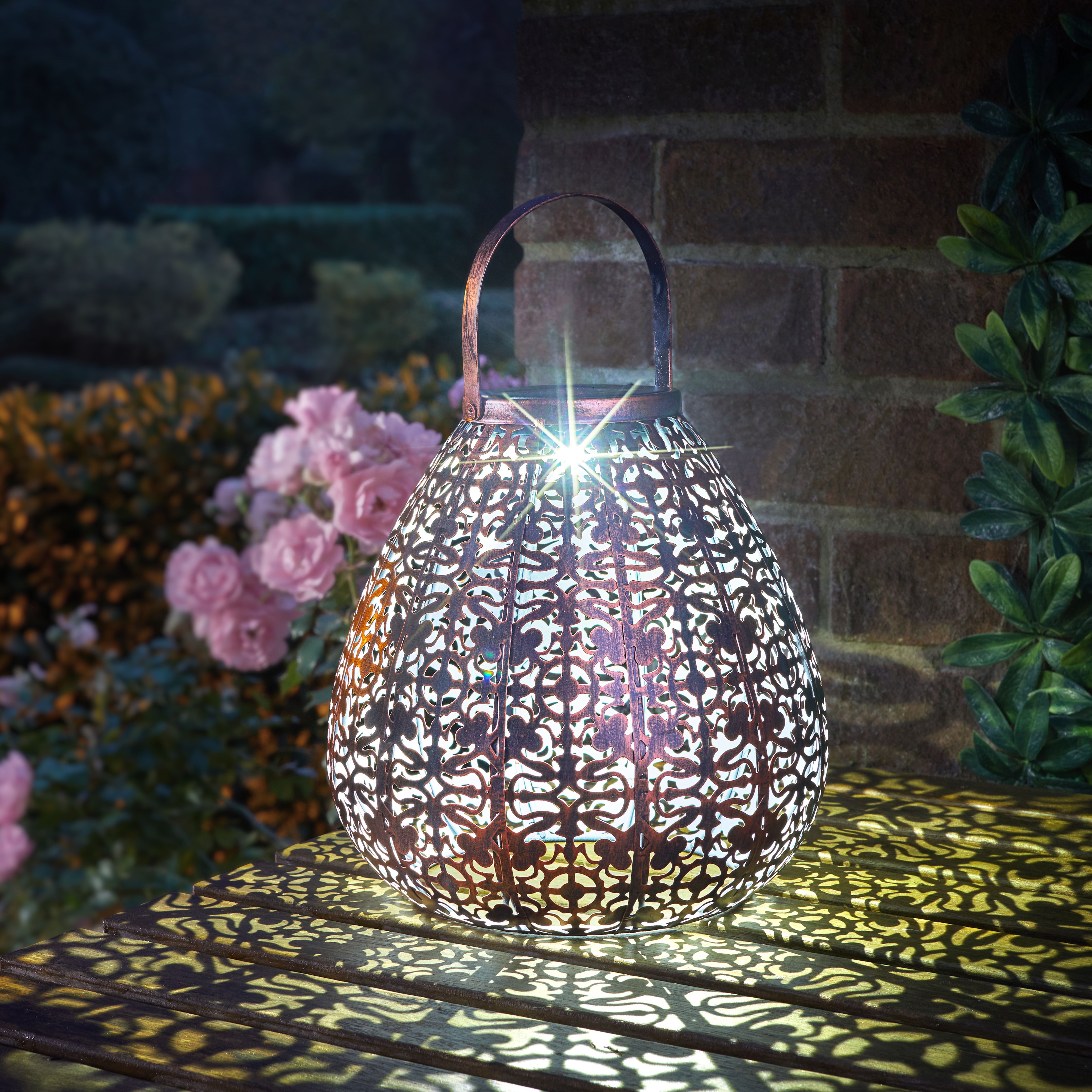 Solar Bronze Metal Bronze Effect Solar-Powered Outdoor Led Lantern Price Comparisons | Compare The Build