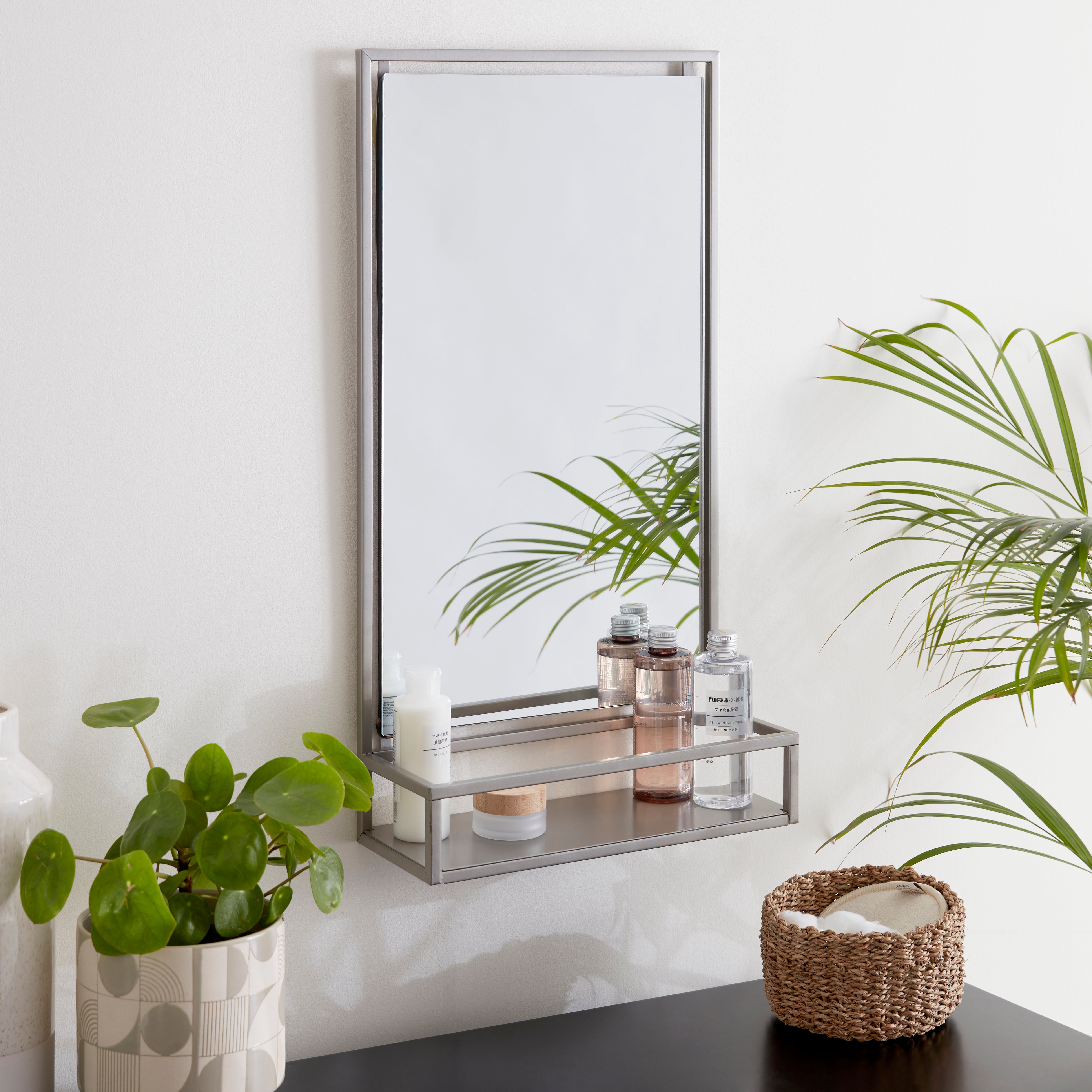 London Brushed Chrome Effect Wall Mirror, 34x64cm Chrome | Compare The Build