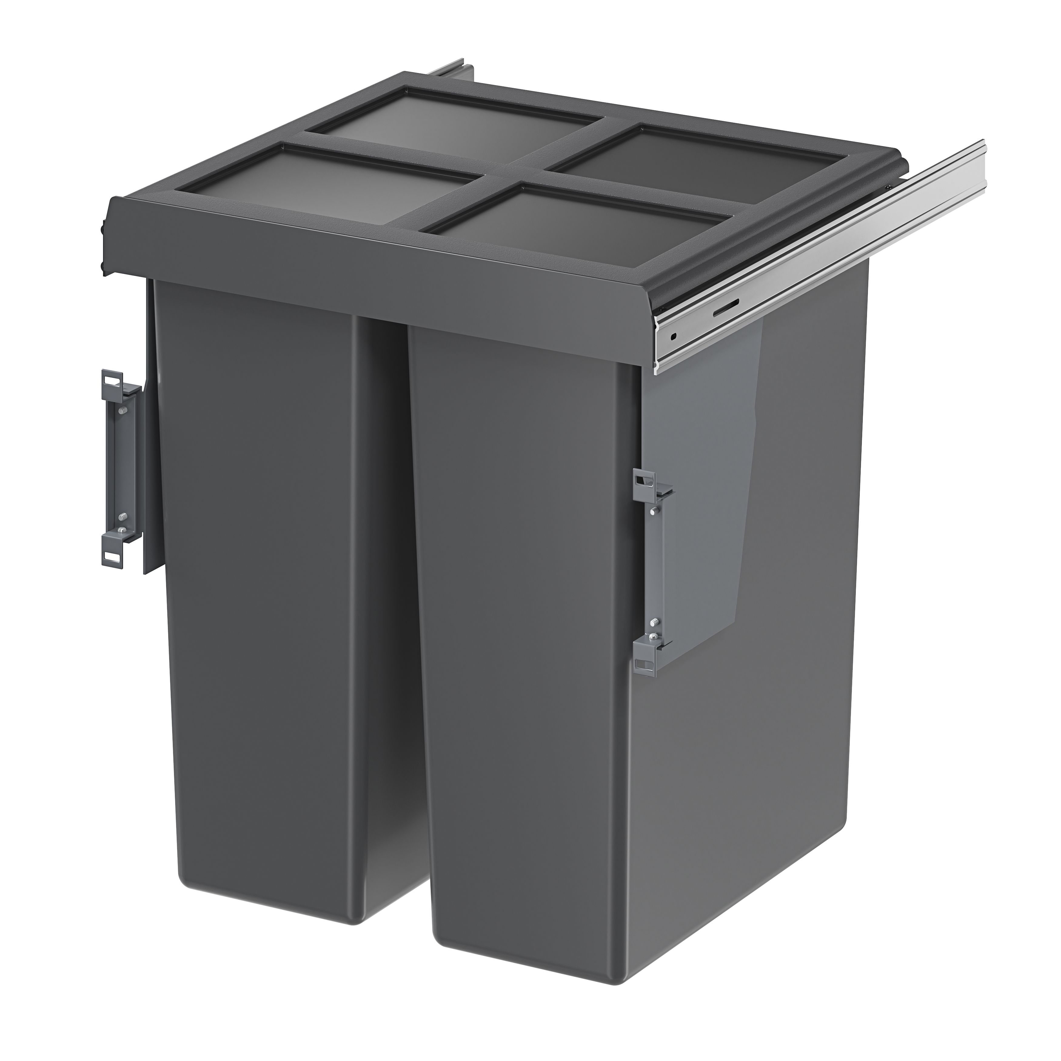 GoodHome Vigote Anthracite Silver Effect Rectangular Integrated Kitchen Pull-Out Bin, 64L Price Comparisons | Compare The Build