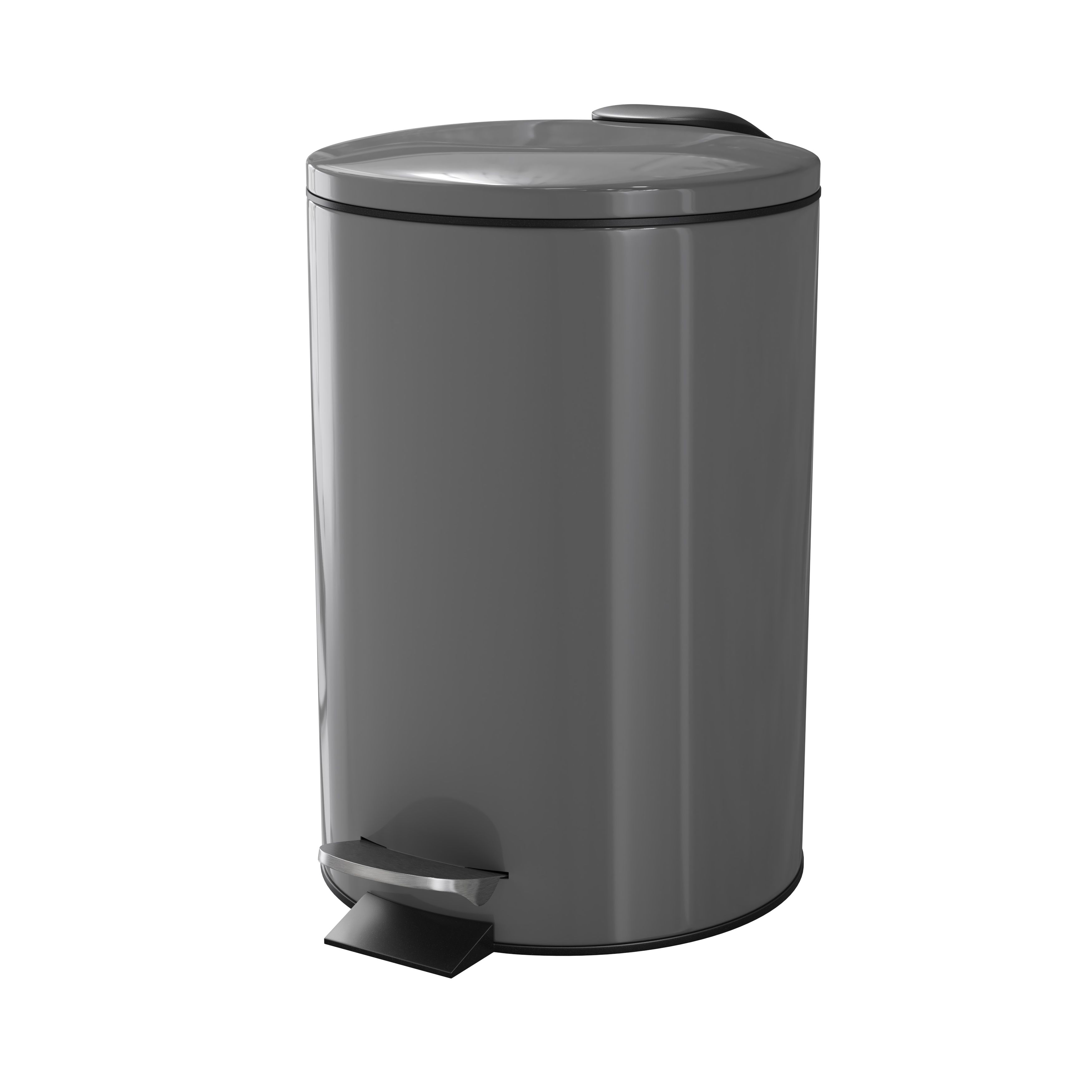 GoodHome Koros Grey Steel Round Bathroom Pedal Bin, 3L Price Comparisons | Compare The Build