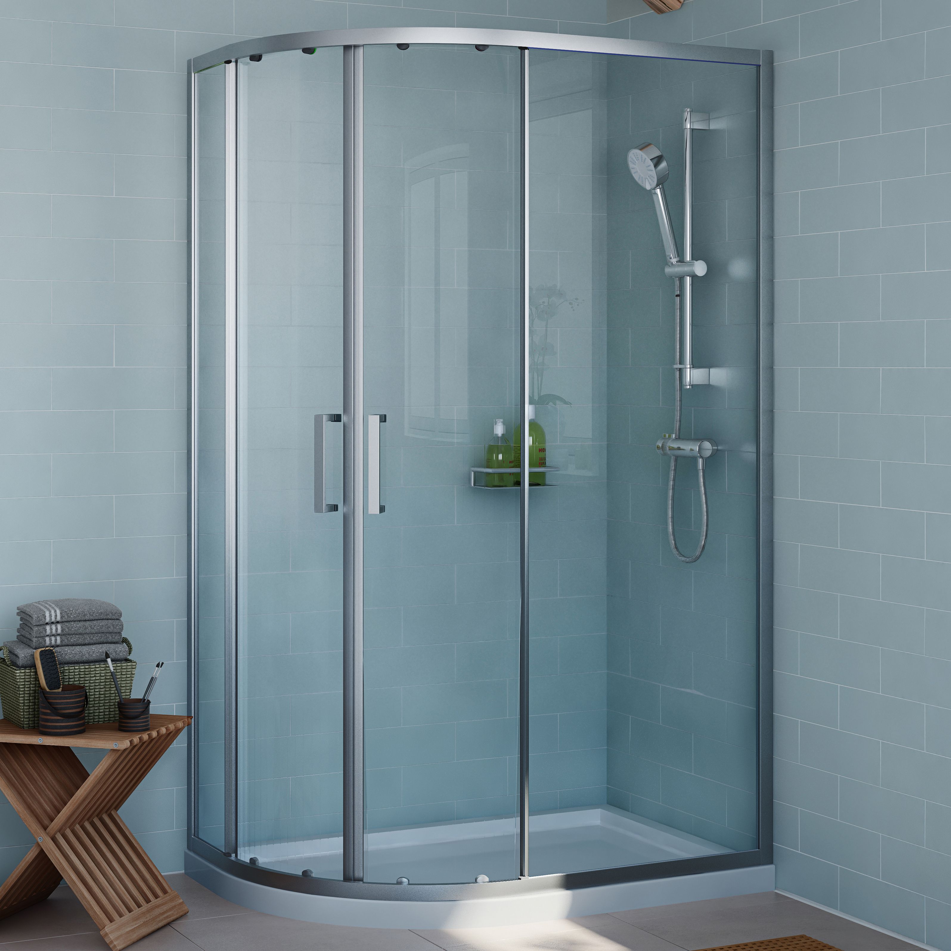 Cooke & Lewis Exuberance Offset Quadrant Shower Enclosure, Tray & Waste Pack With Double Sliding Doors (W)1200mm (D)800mm Price Comparisons | Compare The Build