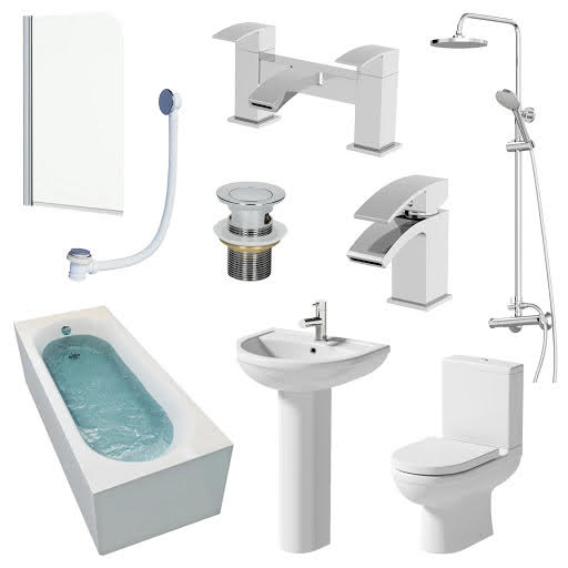 Milan Single Ended 1700mm Bathroom Suite - Including Taps, Waste, Shower & Screen Price Comparisons | Compare The Build