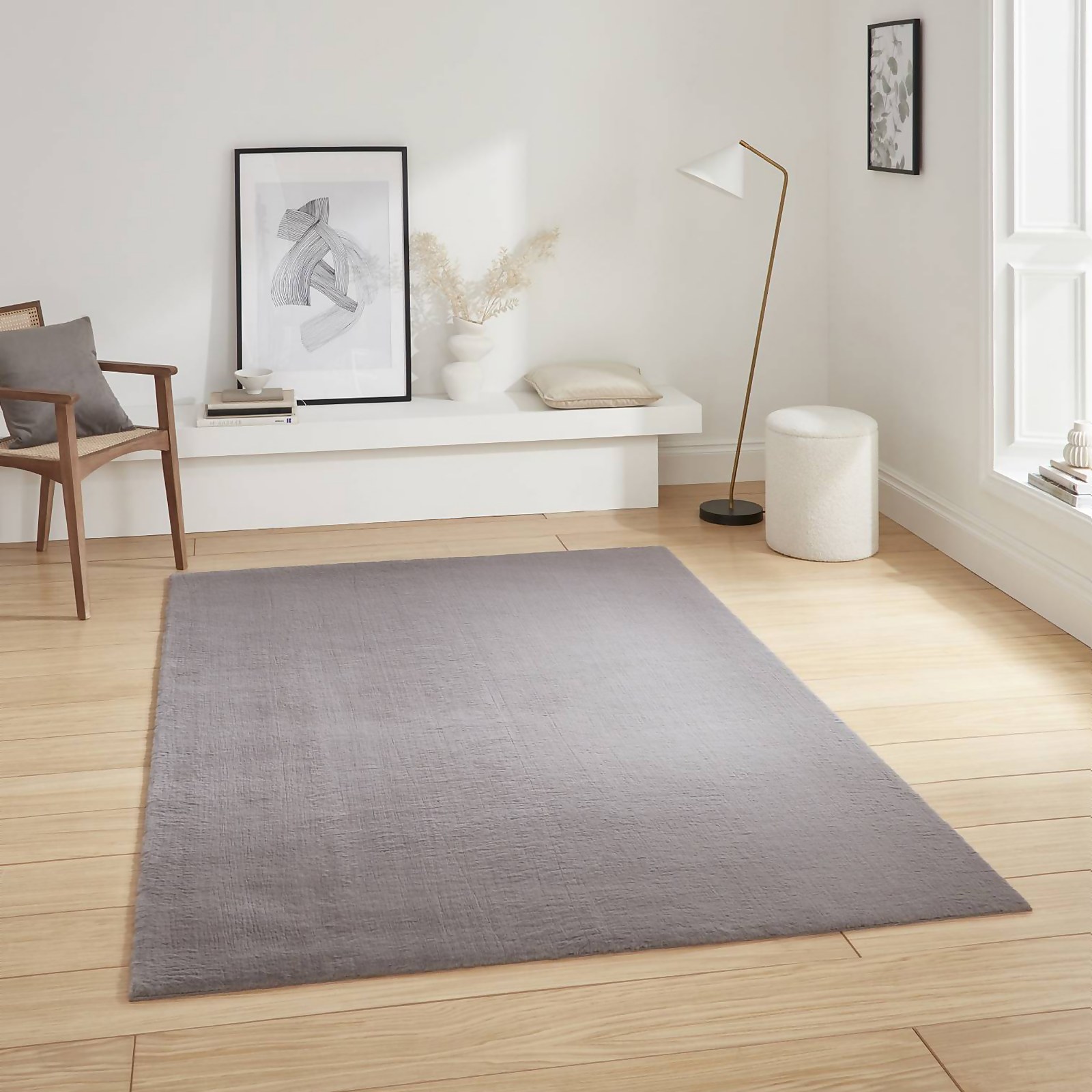 Mae Luxury Faux Fur Rug - Grey - 120x170cm Price Comparisons | Compare The Build