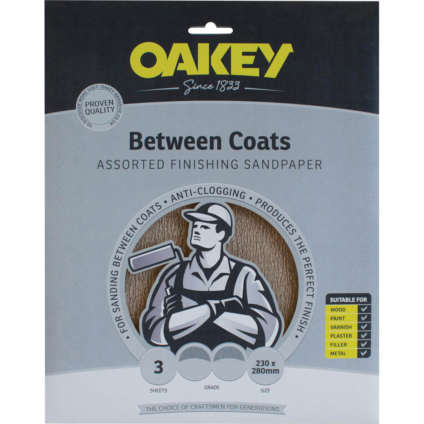 Oakey Between Coats Silicon Sandpaper Fine Pack of 3 Price Comparisons | Compare The Build