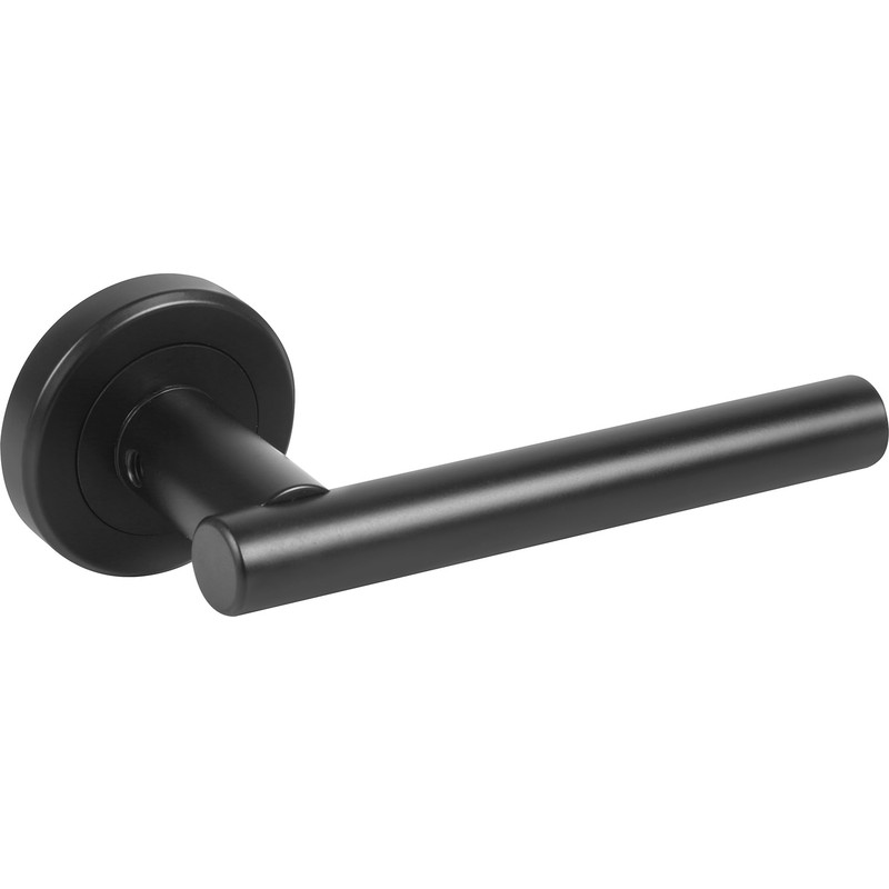 Serozzetta Philadelphia Lever On Rose Door Handles Matt (Pair) in Black | Compare The Build