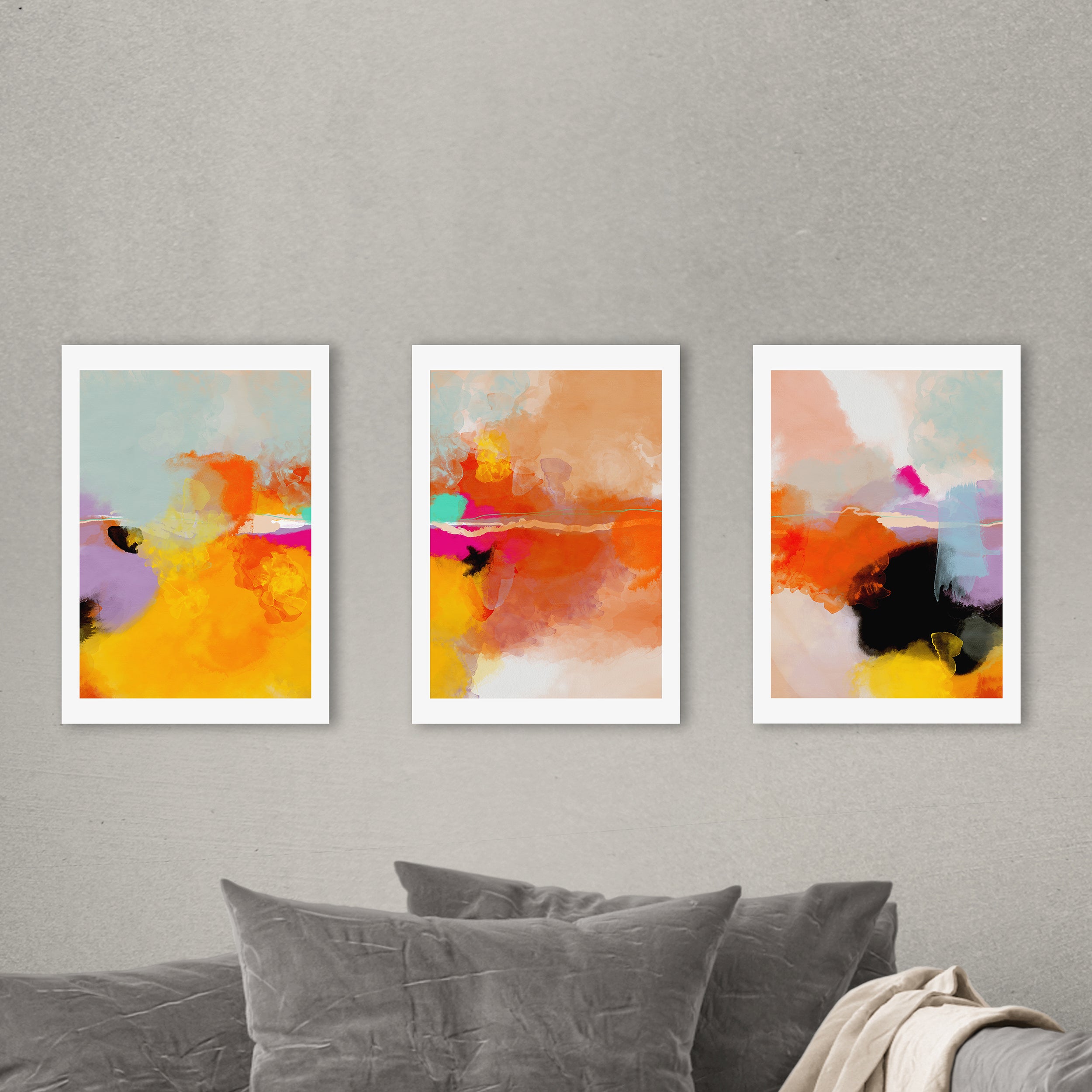 Set of 3 East End Prints Yellow Blush Gallery Wall Framed Prints MultiColoured Price Comparisons | Compare The Build