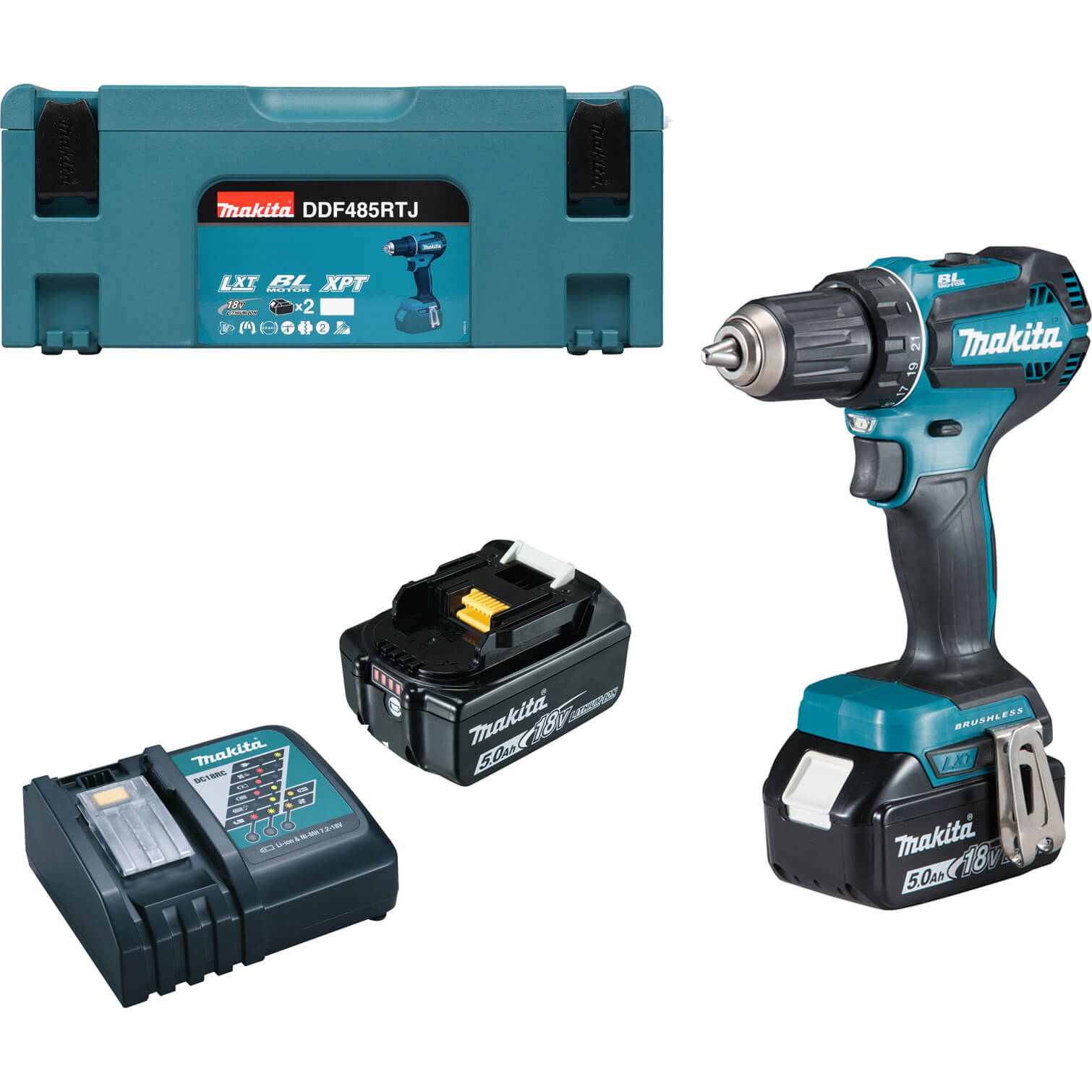 Makita DDF485 18v LXT Cordless Brushless Drill Driver 2 x 5ah Li-ion Charger Case Price Comparisons | Compare The Build