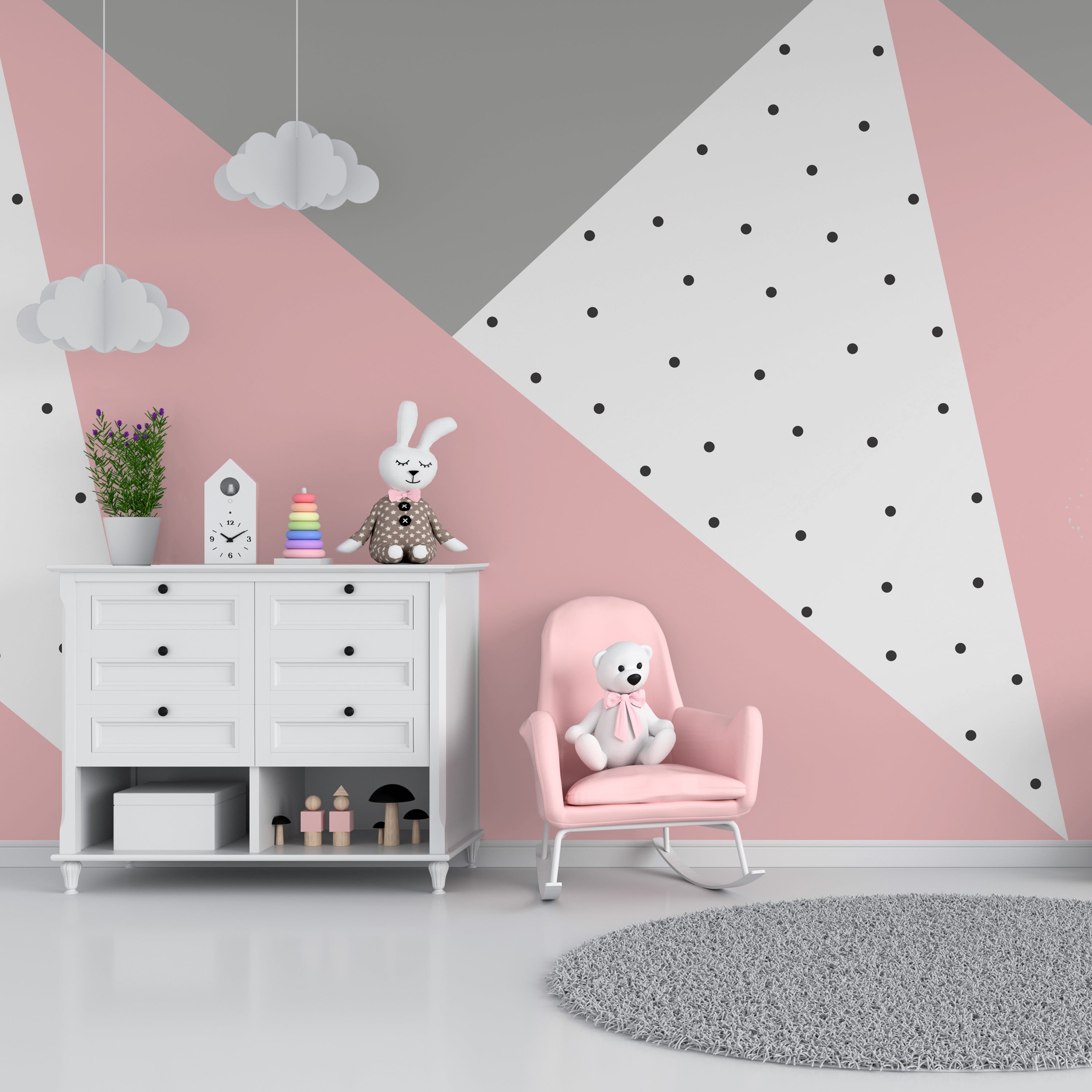 Geo Pattern Pink Mural Pink/White Price Comparisons | Compare The Build