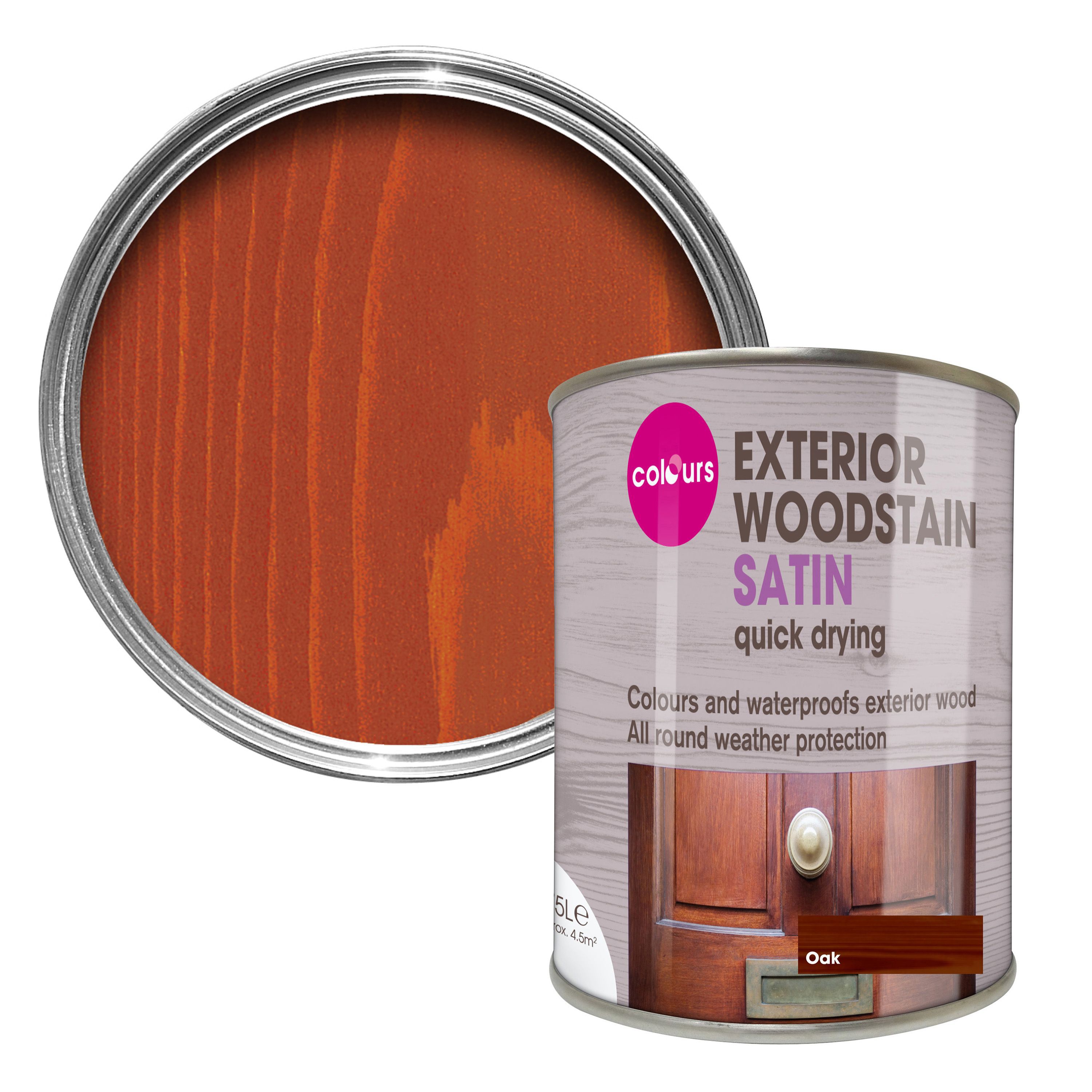 Colours Oak Satin Doors & Windows Wood Stain, 750Ml | Compare The Build