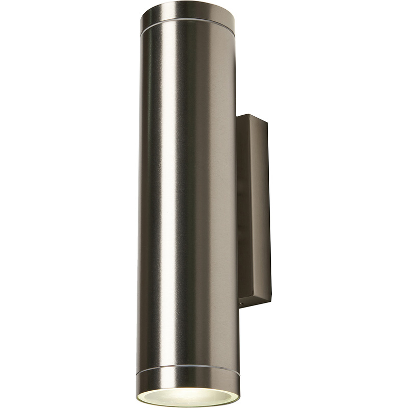 Zink Brean Up & Down Wall Light GU10 IP44 in Silver Stainless Steel Price Comparisons | Compare The Build