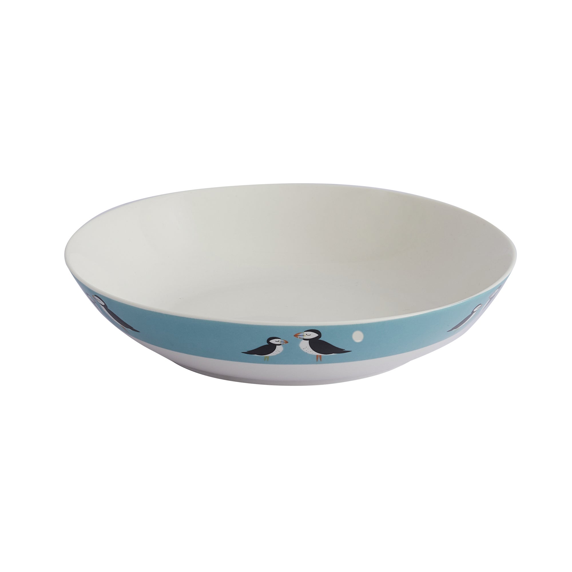 Puffin Porcelain Pasta Bowl Blue/White/Black | Compare The Build