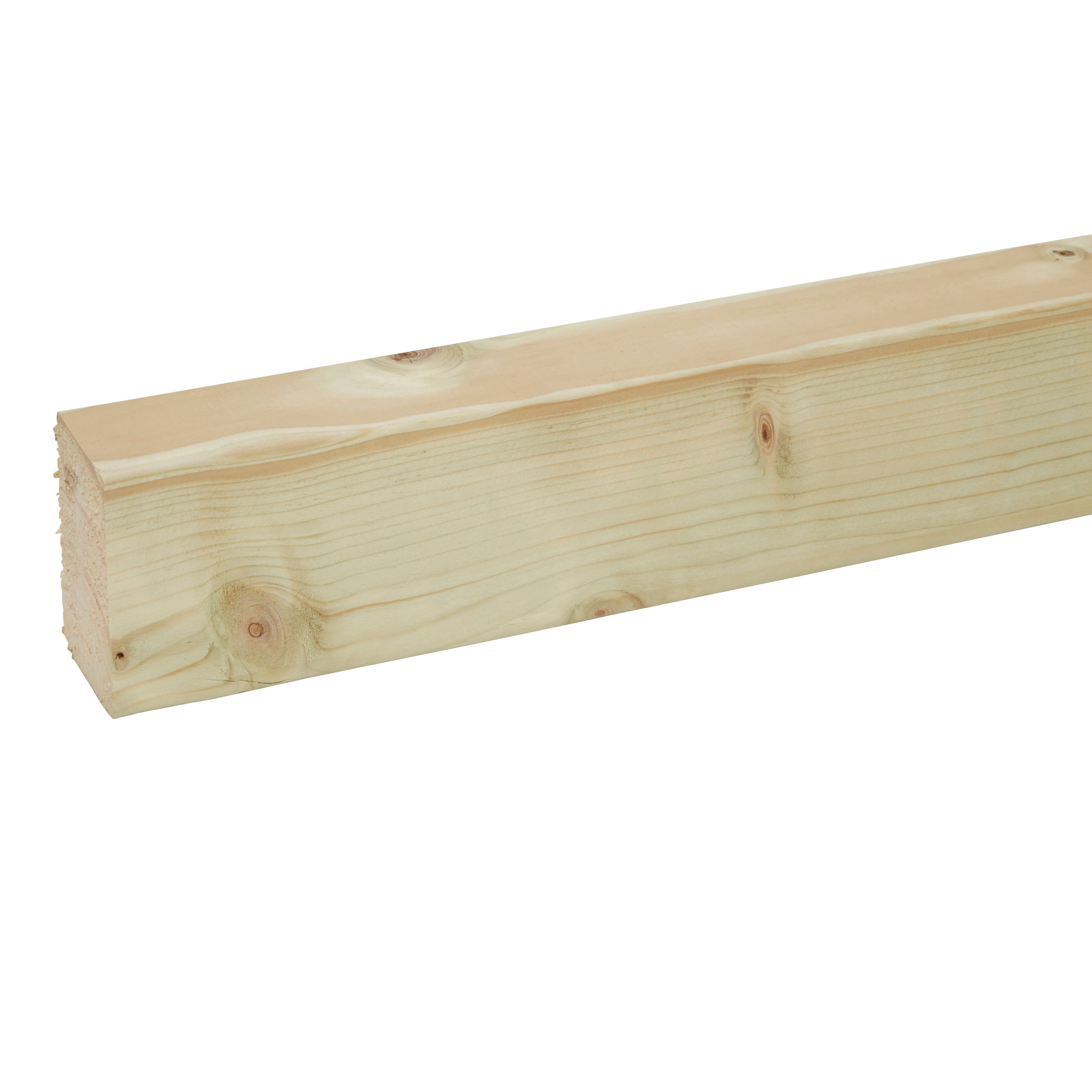 Round edge Whitewood spruce C16 Stick timber (L)2.4m (W)70mm (T)45mm | Compare The Build