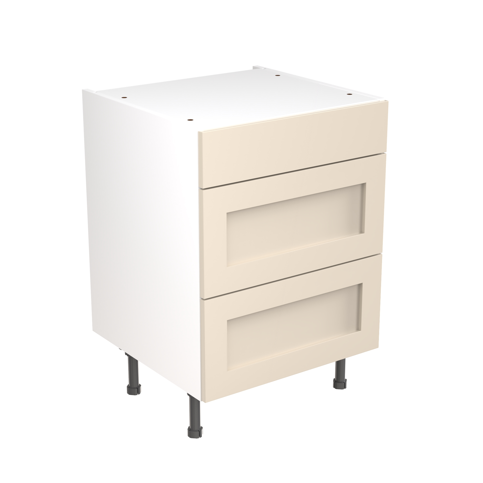 Flatpack Three Drawer Base Unit Shaker Ultra Matt Cashmere 600mm - FKKH0606 Price Comparisons | Compare The Build