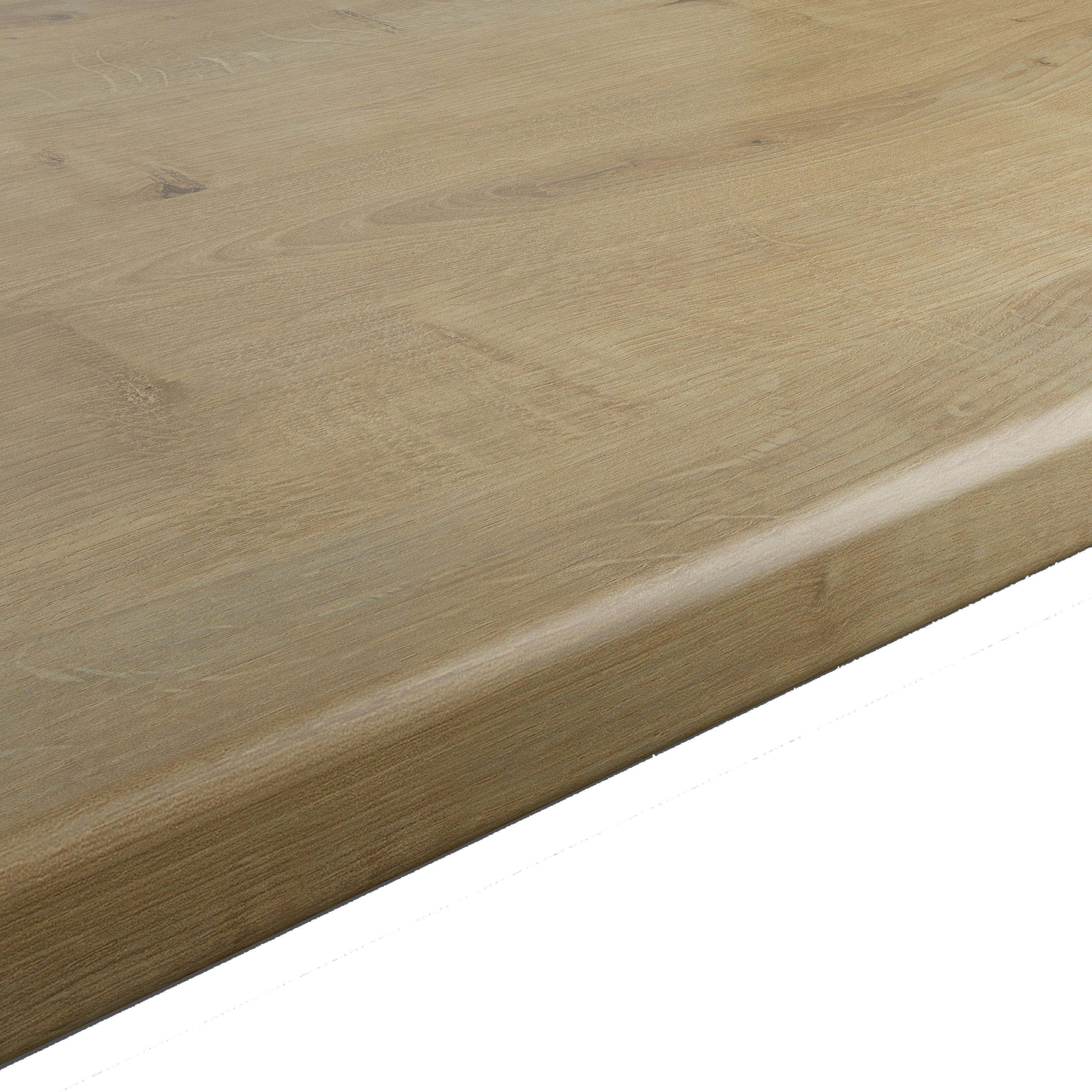 28mm Matt Brown Oak Effect Laminate & Particle Board Post-Formed Kitchen Worktop, (L)2400mm | Compare The Build