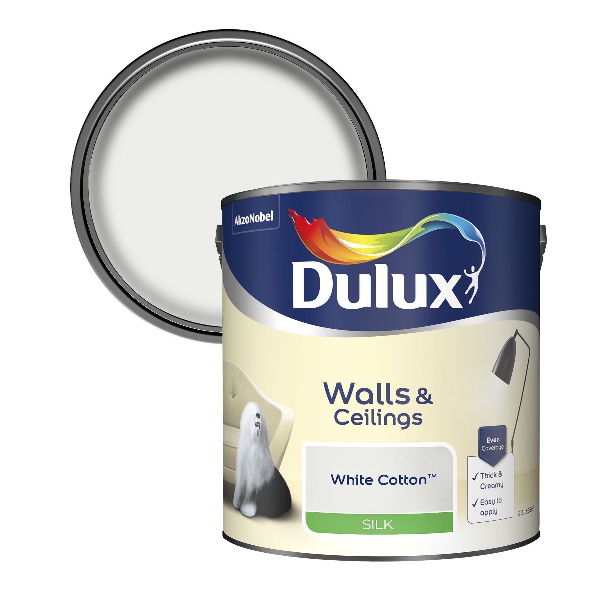 Dulux Luxurious White cotton Silk Emulsion paint, 2.5L Price Comparisons | Compare The Build