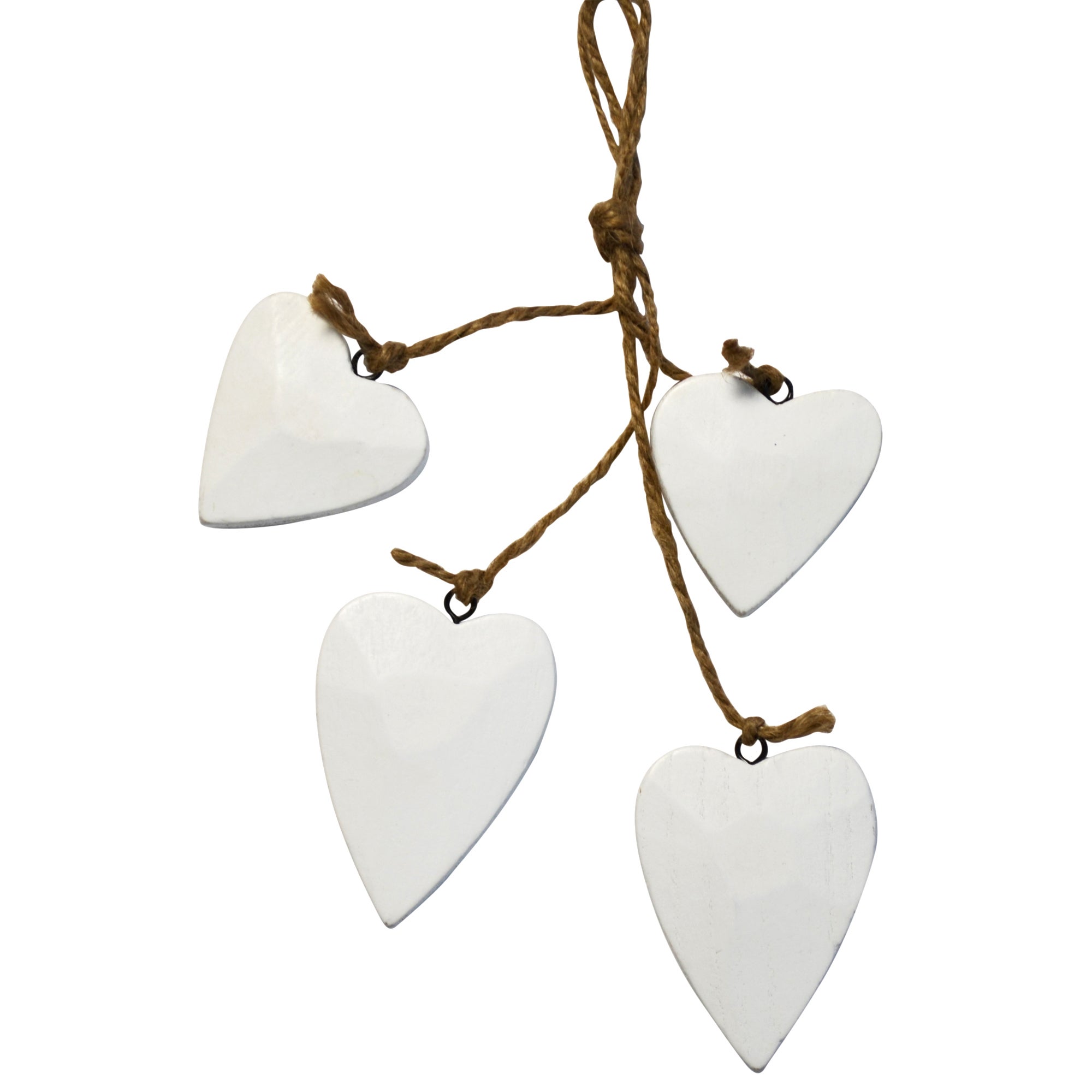 Blue Deco Set of Four Wooden Hanging Hearts White Price Comparisons | Compare The Build