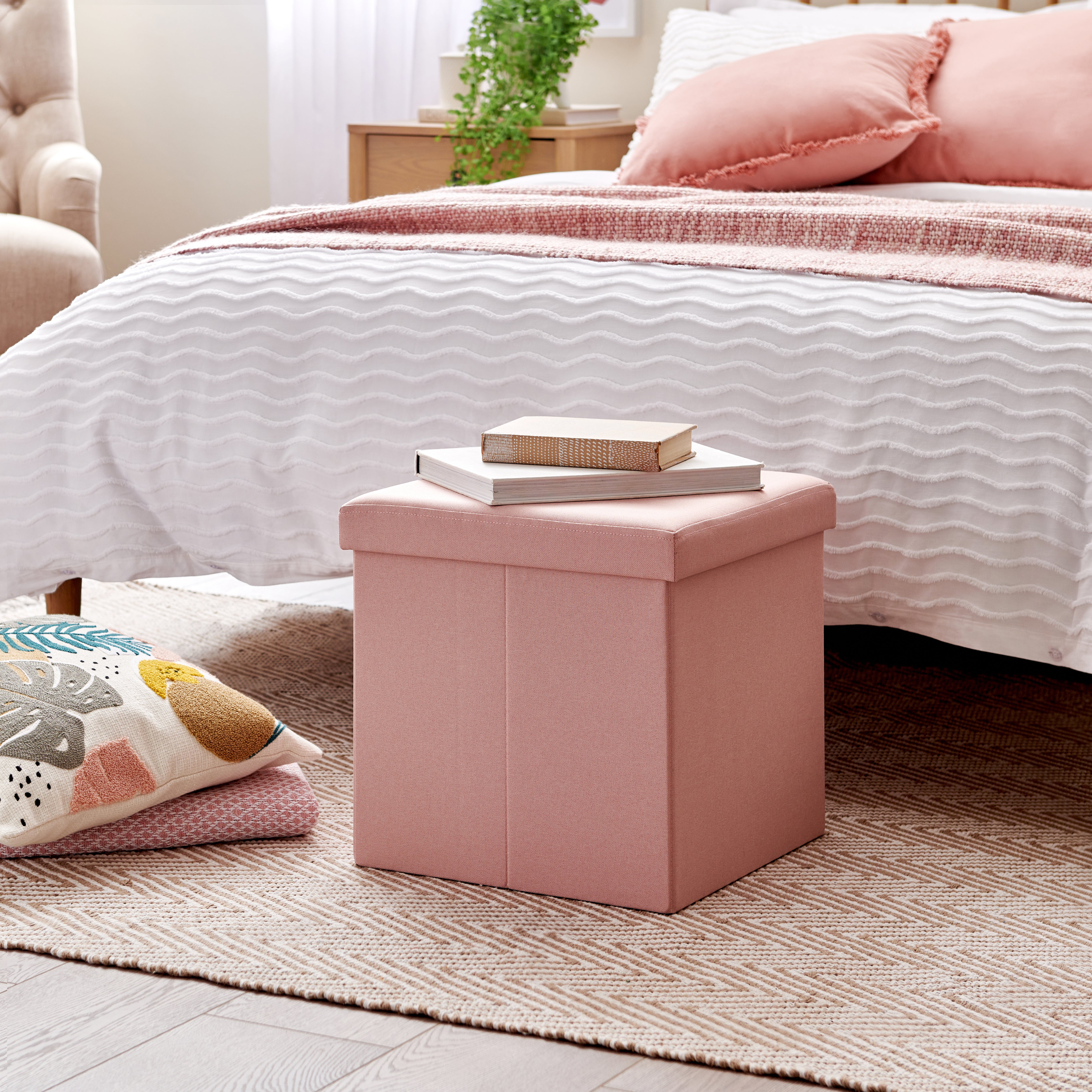 Adele Faux Linen Foldable Cube Pink Price Comparisons | Compare The Build