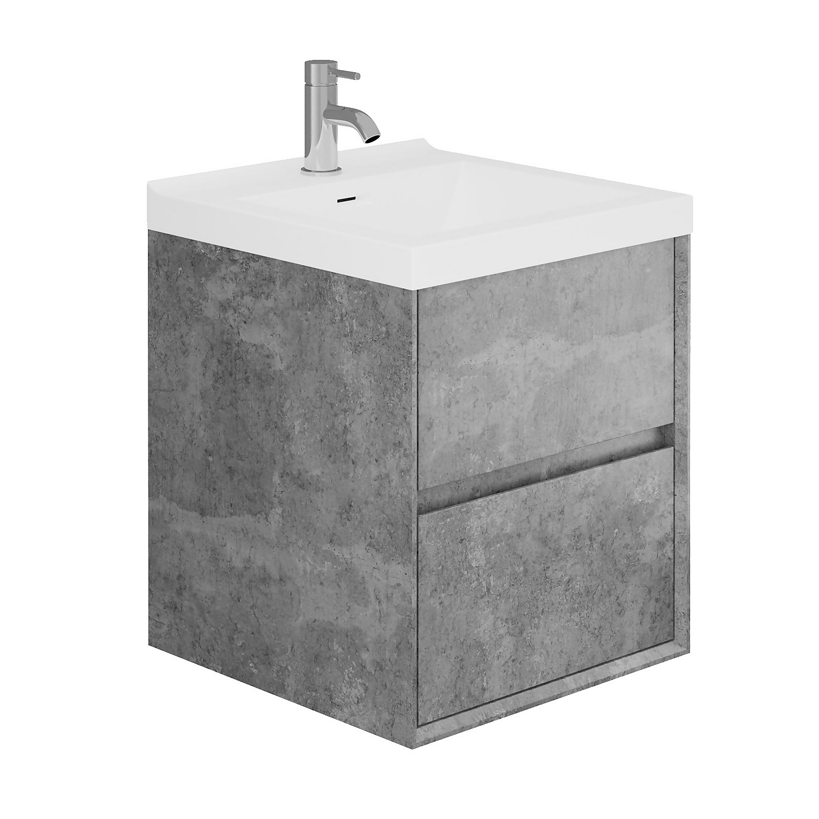 Madison 500mm Wall Hung 2 Drawer Vanity Unit and Basin - Concrete Price Comparisons | Compare The Build