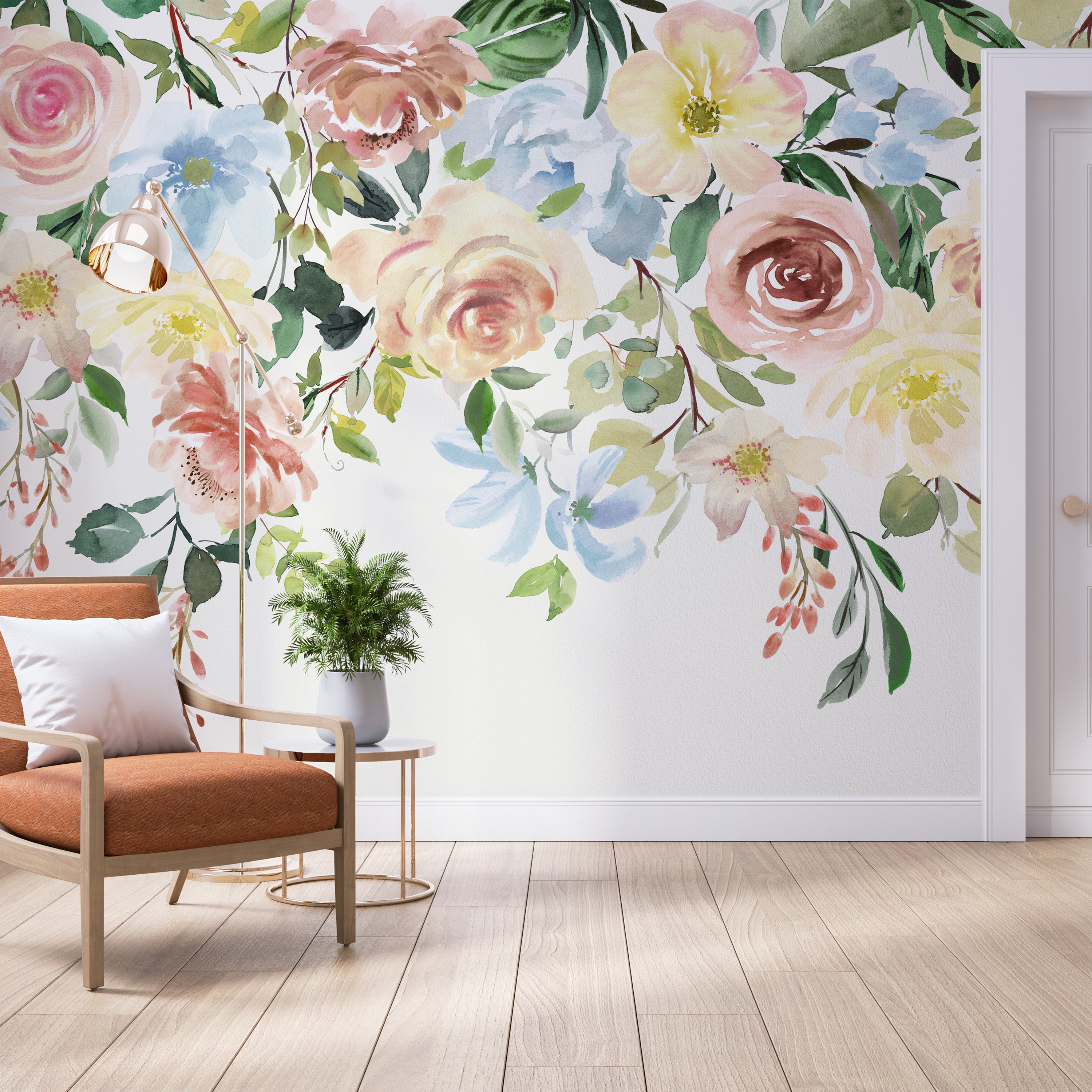 Watercolour Florals Mural Terracotta Price Comparisons | Compare The Build