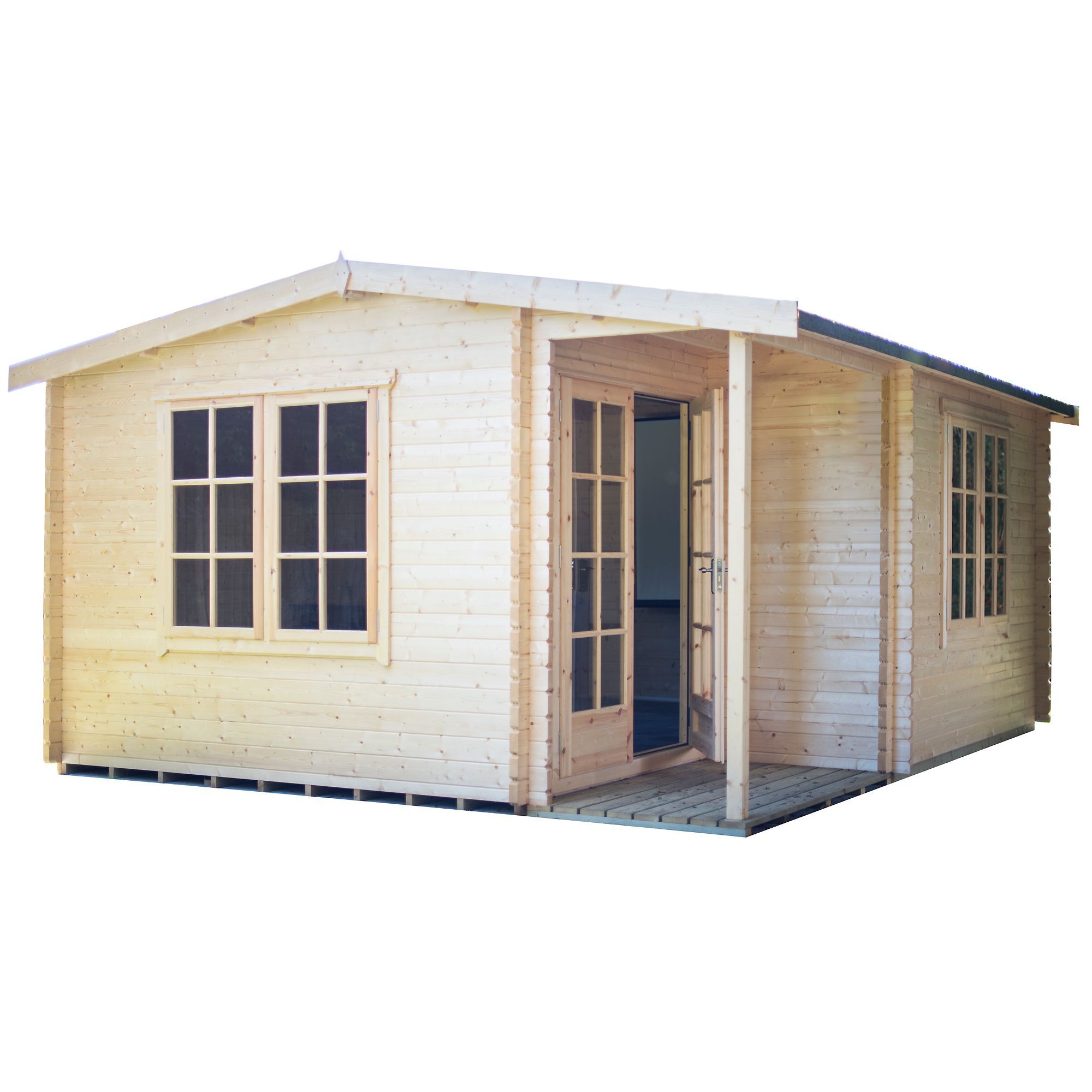 Shire Twyford 16X17 Toughened Glass Apex Tongue & Groove Wooden Cabin | Compare The Build