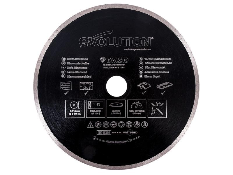 Evolution EVL210DIAM Diamond Blade, Continuous Rim 210 x 25.4mm | Compare The Build