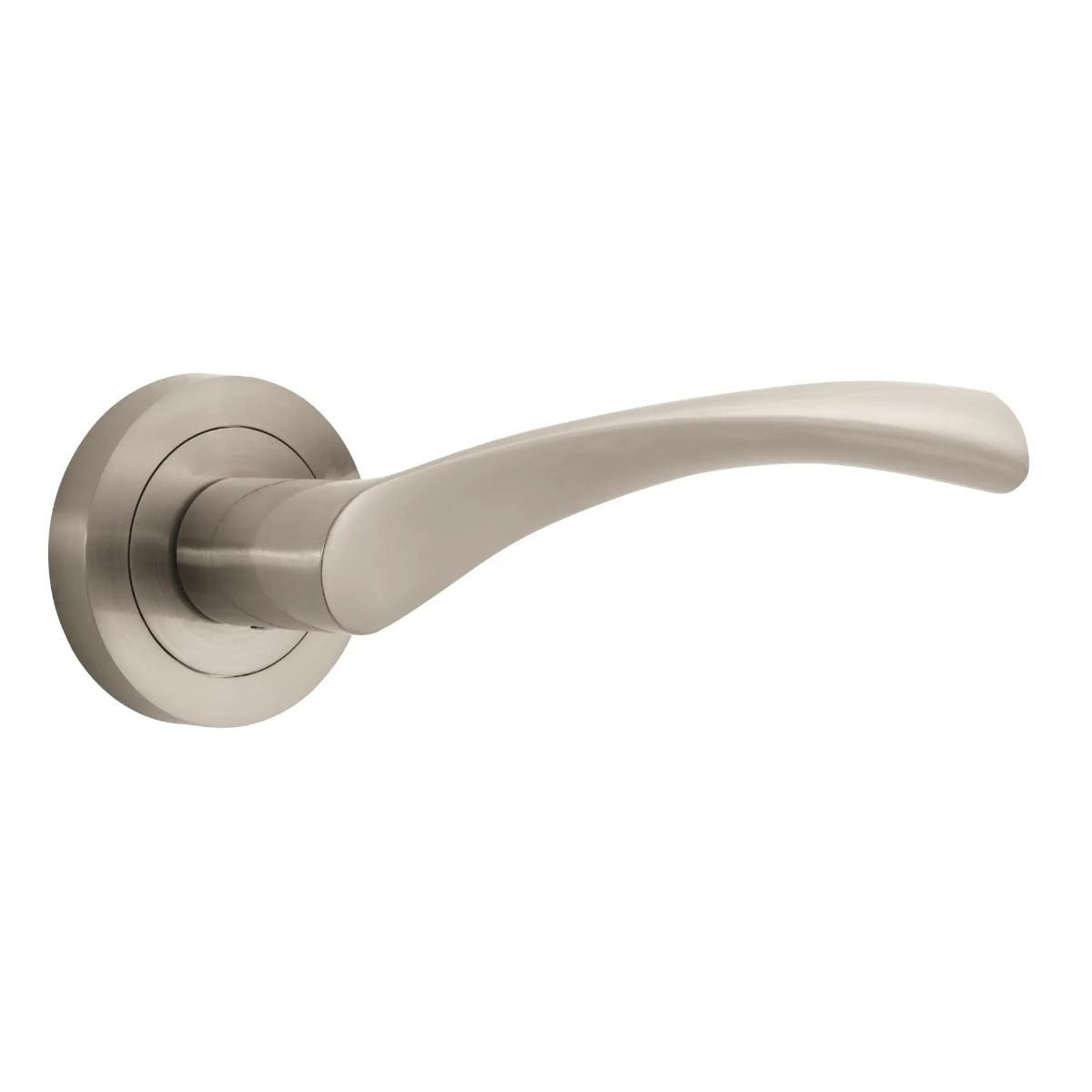 Marvel Curved/Twisted Lever Door Handle on Rose - Brushed Nickel - Internal - Pair - Designer Levers Price Comparisons | Compare The Build