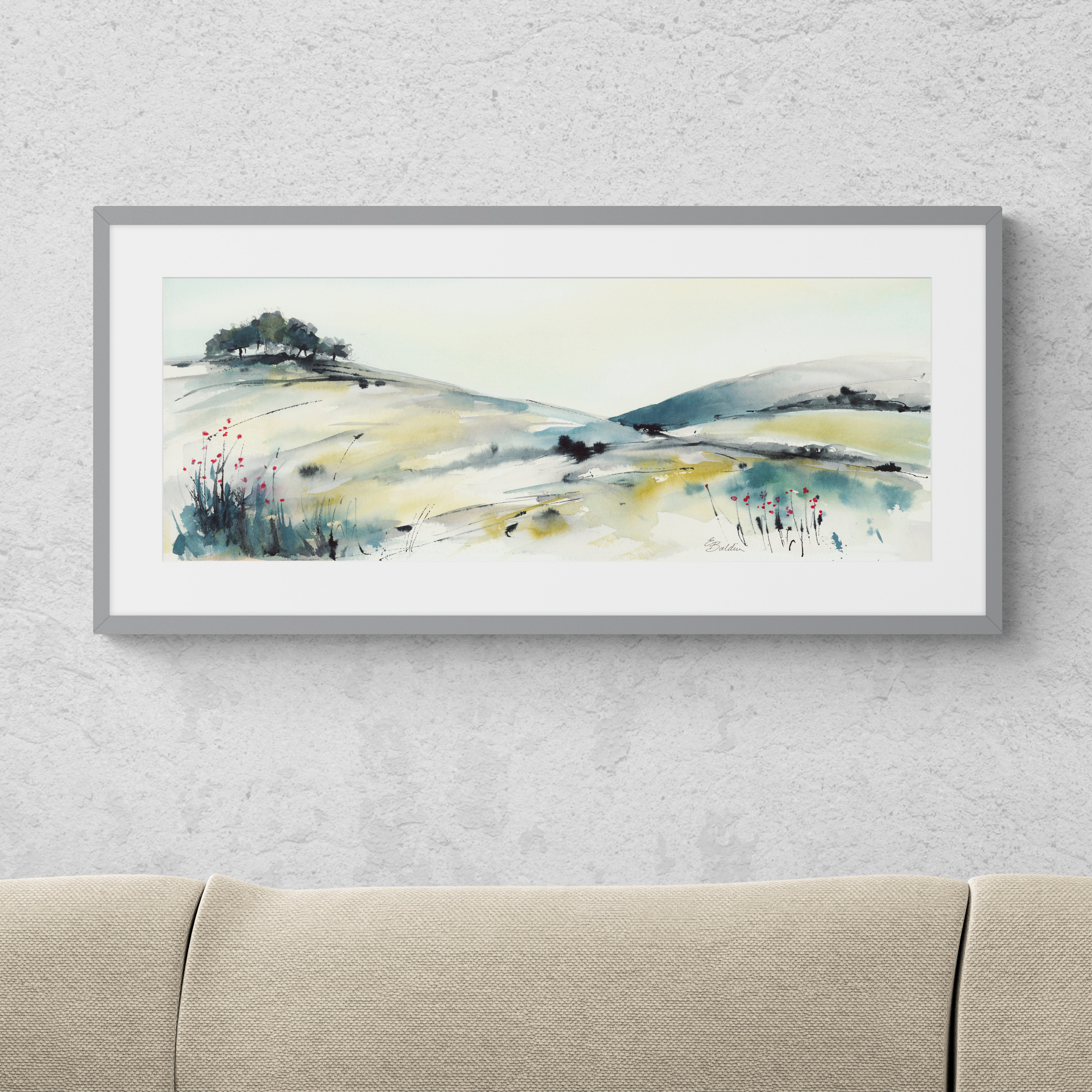 Hillside In Spring by Elizabeth Baldin Framed Print Ochre Price Comparisons | Compare The Build