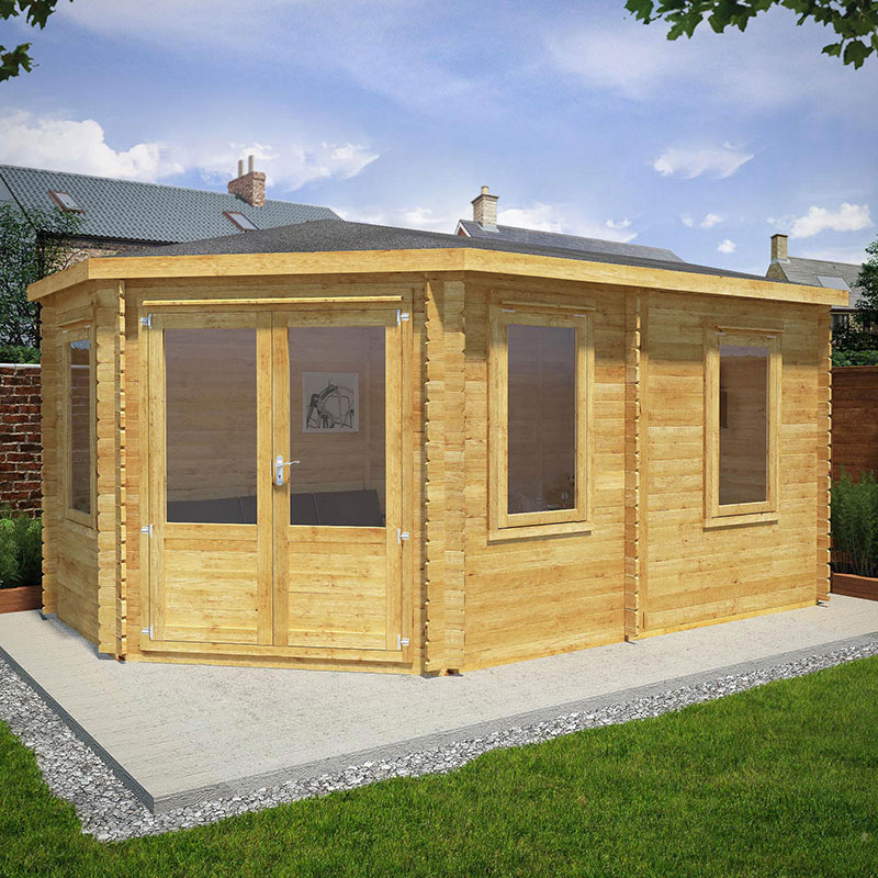 Mercia Grande 5m x 3m Corner Log Cabin (28mm) â Double Glazed Price Comparisons | Compare The Build