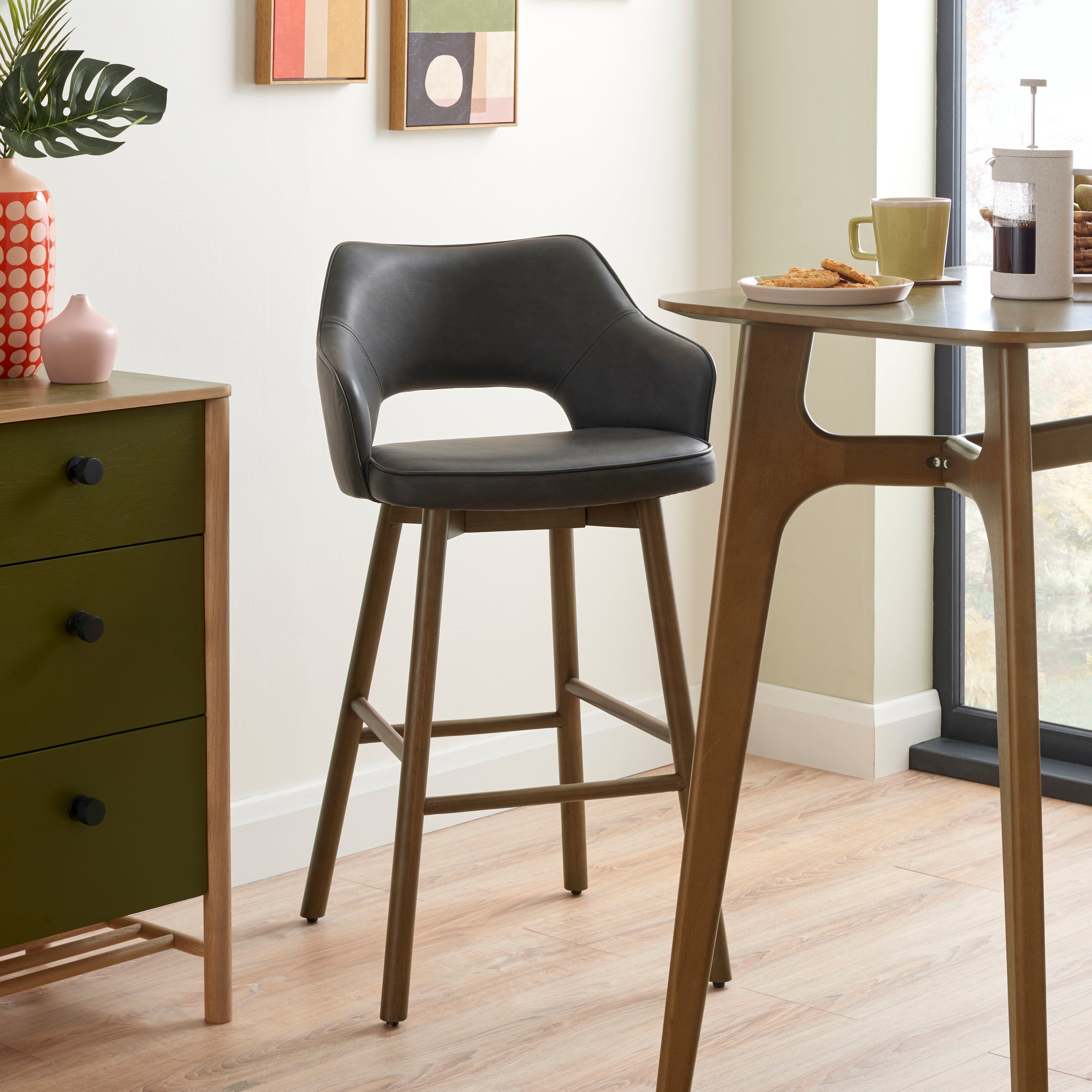 Elements Karin Bar Stool Black PU Black Price Comparisons | Compare The Build