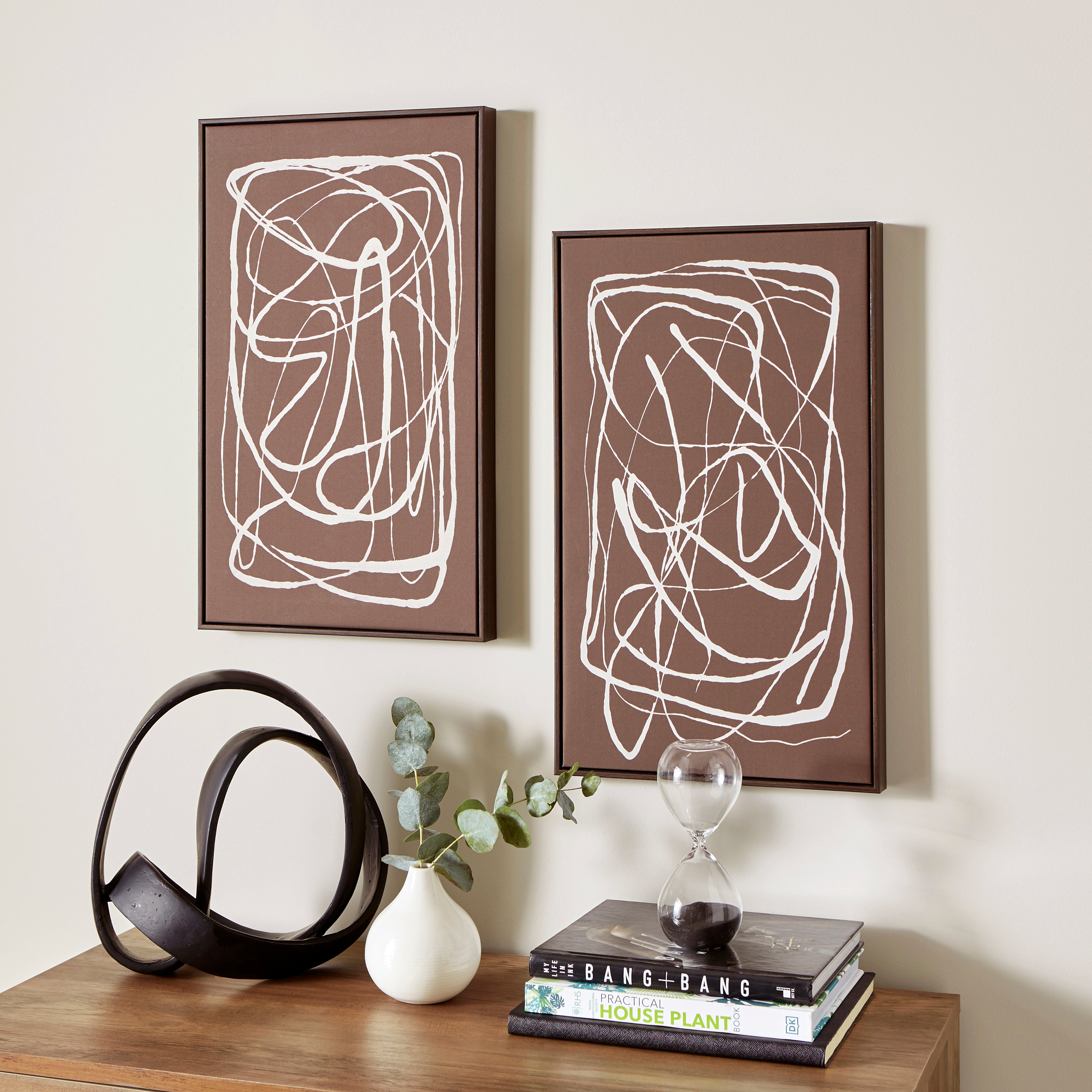 Set of 2 Abstract Framed Canvases Black and white Price Comparisons | Compare The Build