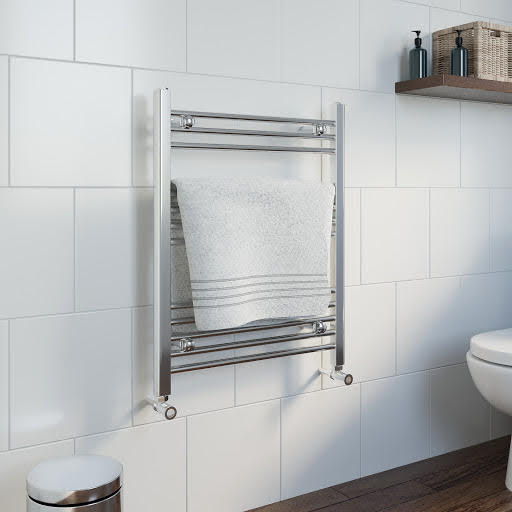 Essentials Heated Towel Rail Chrome 750 x 600mm Flat | Compare The Build